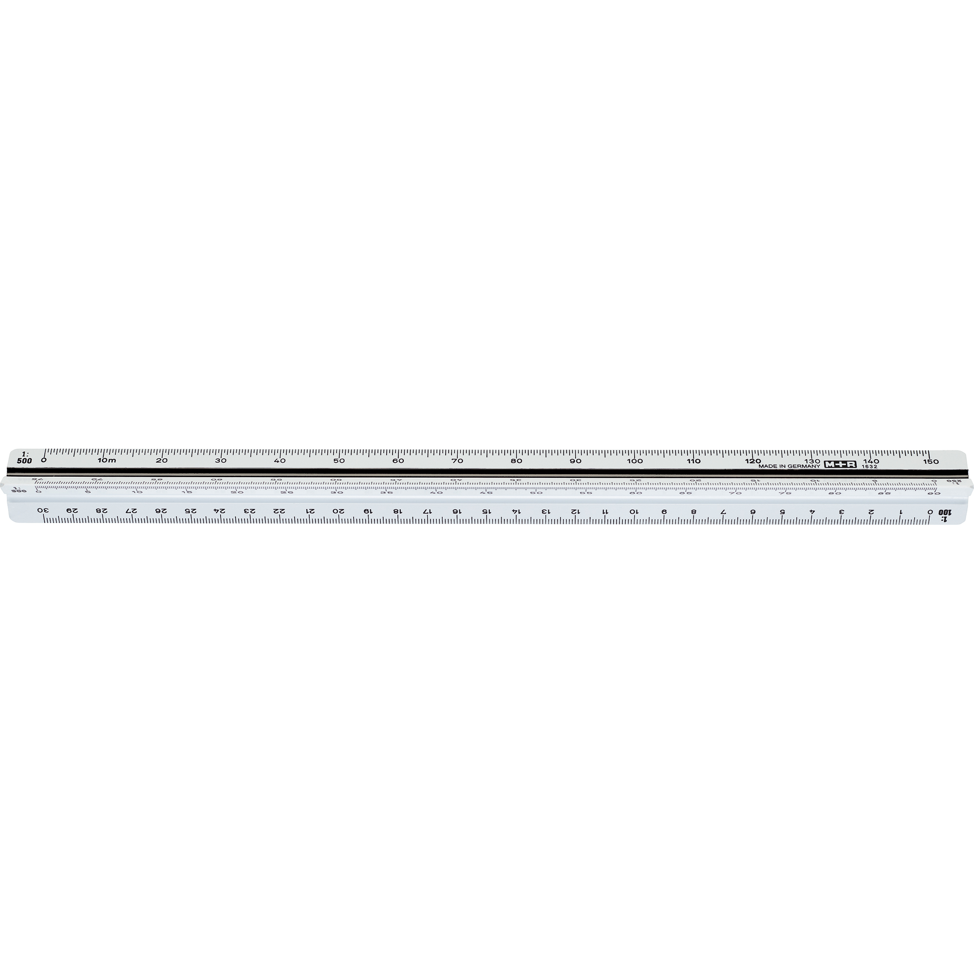 M+R Dreikantmaßstab 30cm Architekt 2: 1:100, 1:200, 1:250, 1:300, 1:400, 1:500 Kunststoff weiß