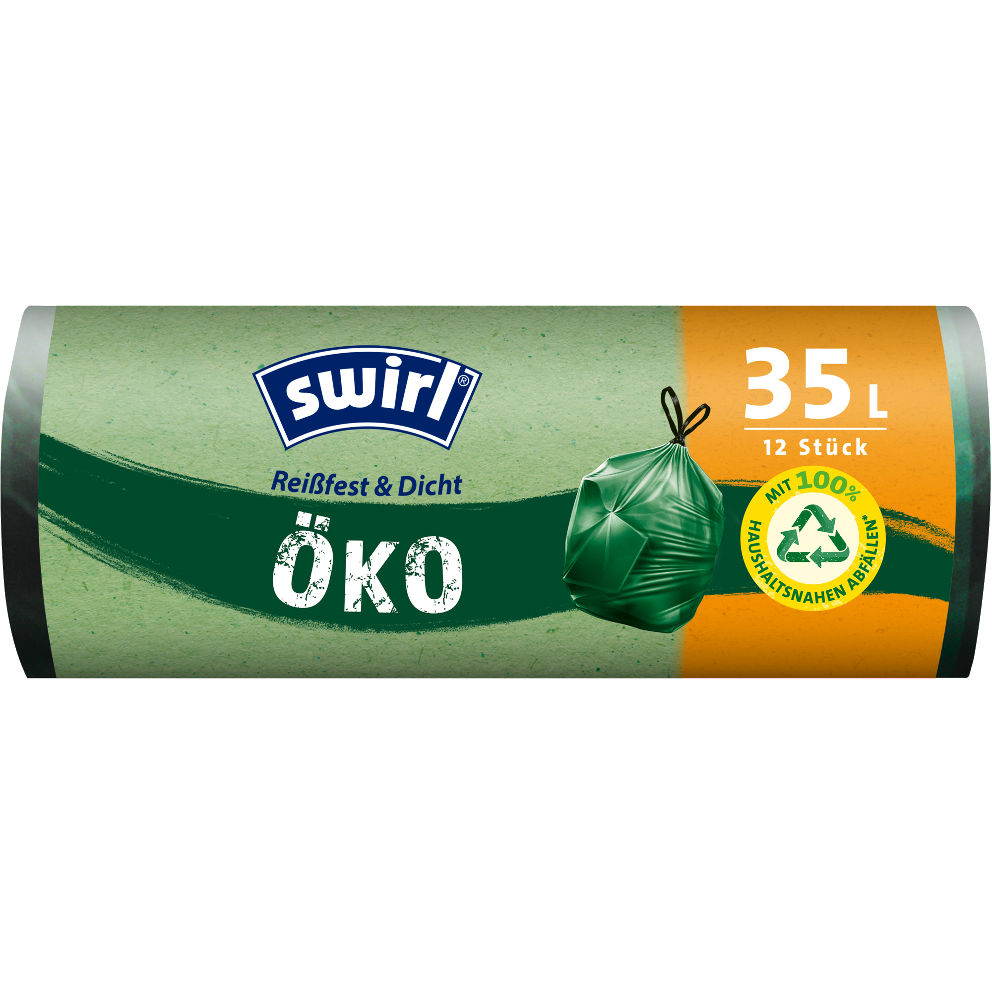Swirl Müllbeutel Öko 55 x 63 cm (B x H) 35l Plastik, 100 % recycelt grün 12 St./Pack.