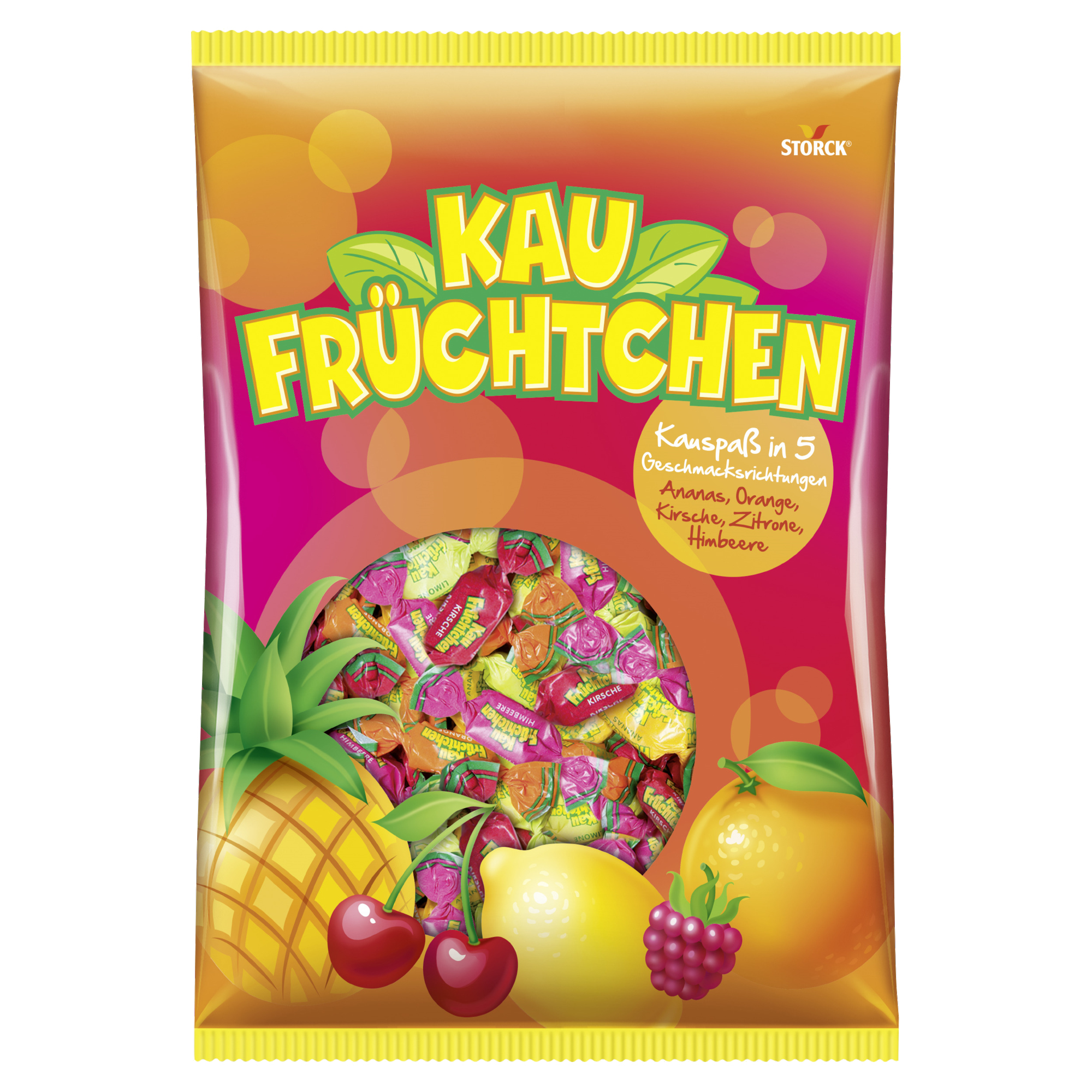 Storck Bonbons Kau Früchtchen Ananas, Orange, Kirsche, Limone, Himbeere 1.000 g/Pack.