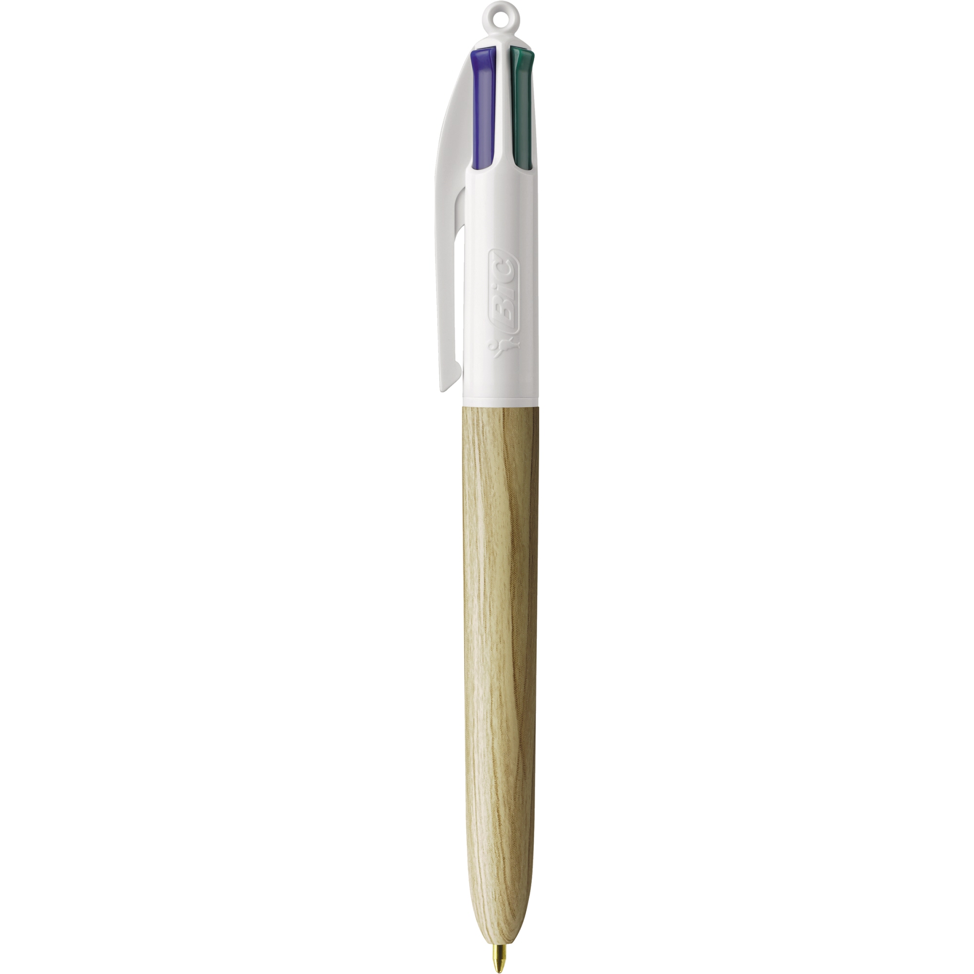 BIC® Mehrfarbkugelschreiber 4 Colours® Wood Style 0,4mm rot, blau, grün, schwarz Refill 4 colours Druckmechanik