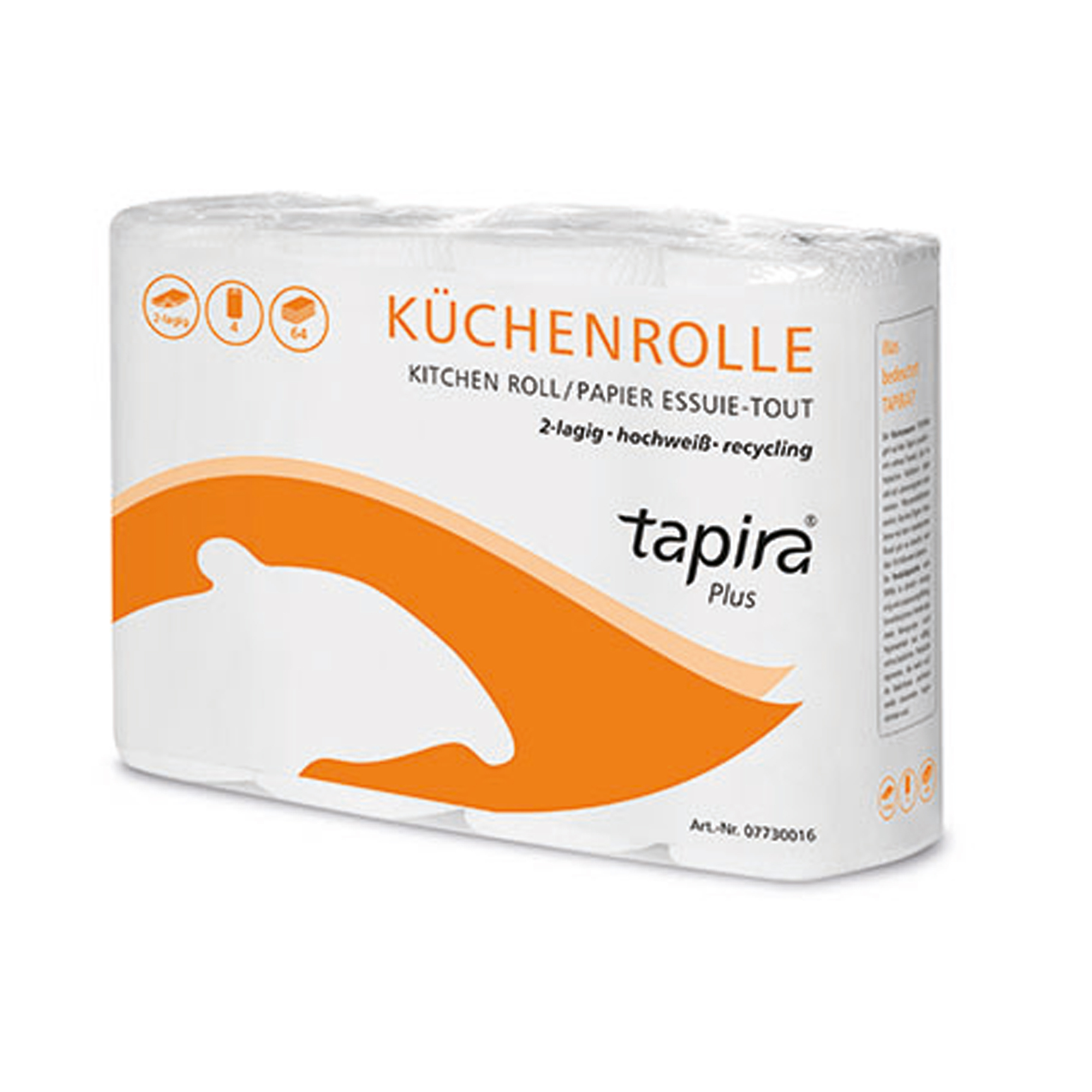 tapira Küchenrolle Plus 2-lagig Recyclingpapier hochweiß 4 Rl./Pack.
