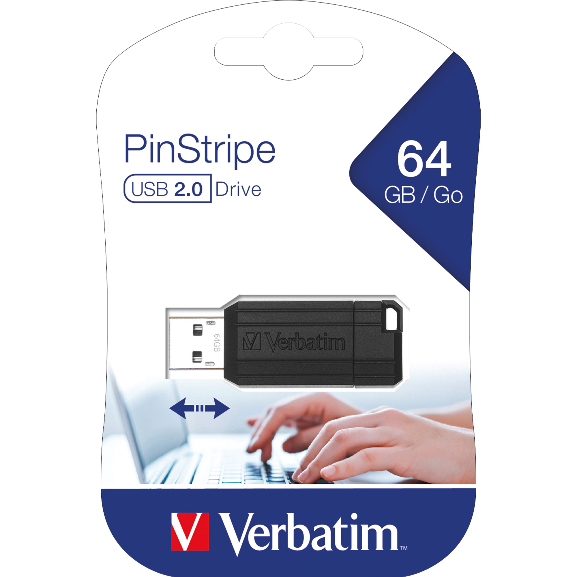 Verbatim USB-Stick PinStripe USB 2.0 64Gbyte schwarz