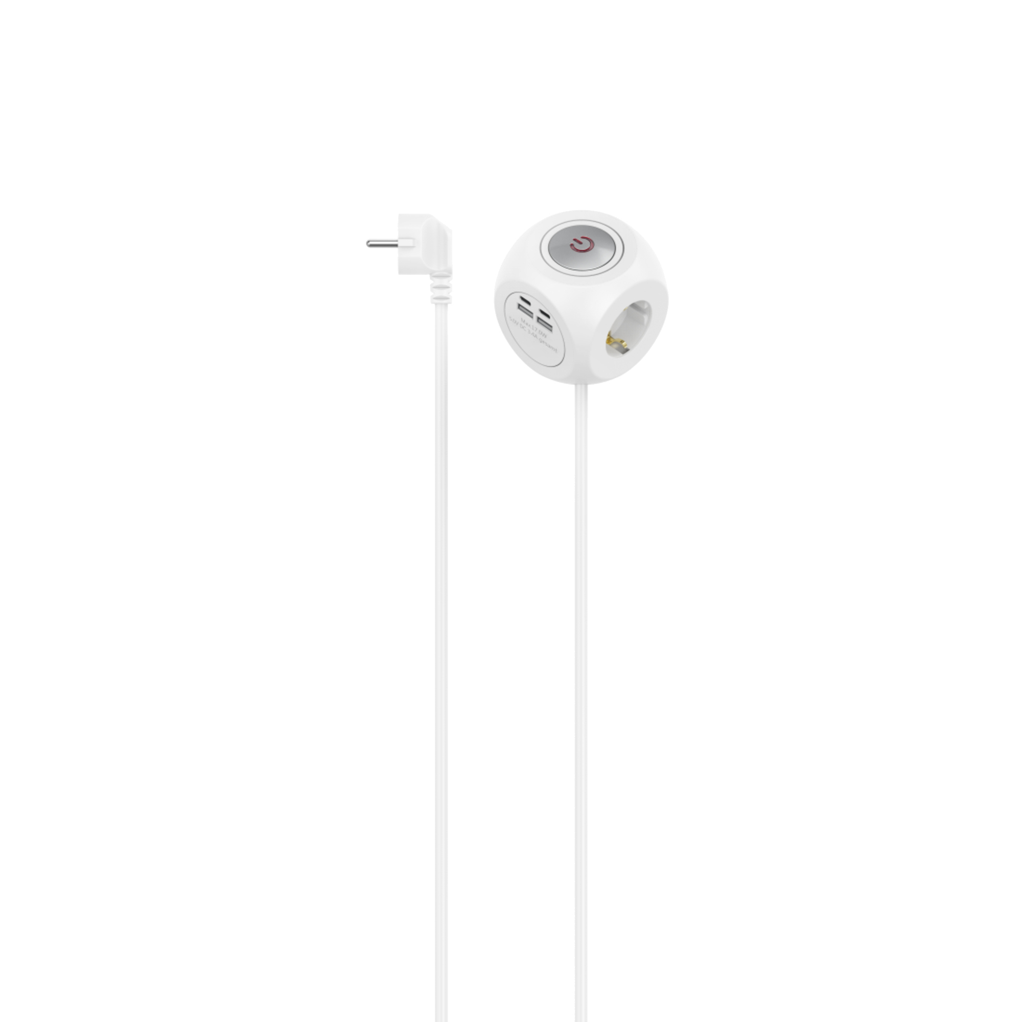 Hama Steckdosenwürfel 3 Steckdosen 1,4m inkl. doppelseitiges Klebeband weiß