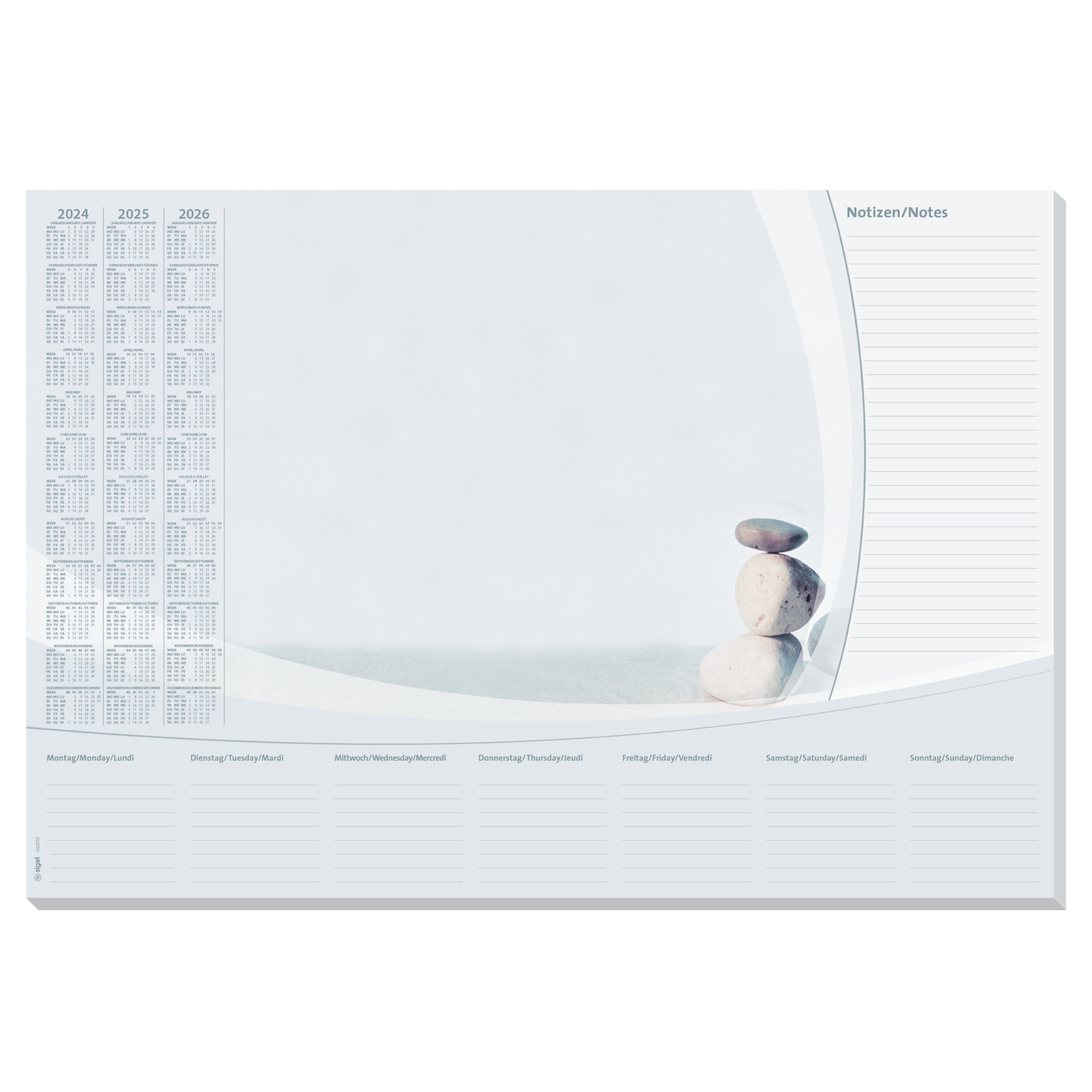 SIGEL Schreibunterlage Design 59,5 x 41 cm (B x H) mit Kalender 3 Jahre Papier grau 30 Bl.