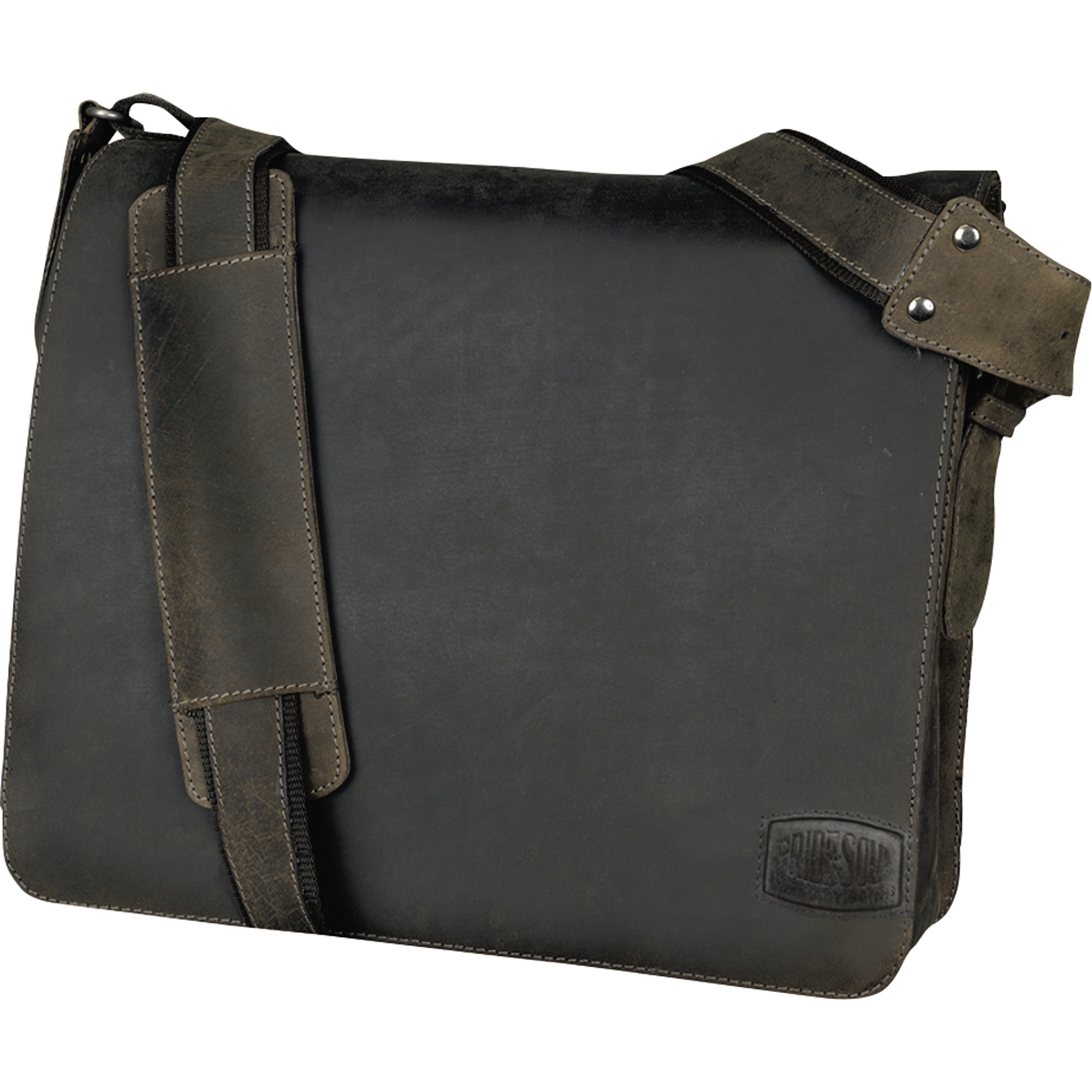 Pride & Soul Umhängetasche BEN 35 x 29 x 11 cm (B x H x T) Klettverschluss zwei Fächern, Hauptfach mit Handytasche, Einsteckfach, gepolstertem Laptopfach Leder braun