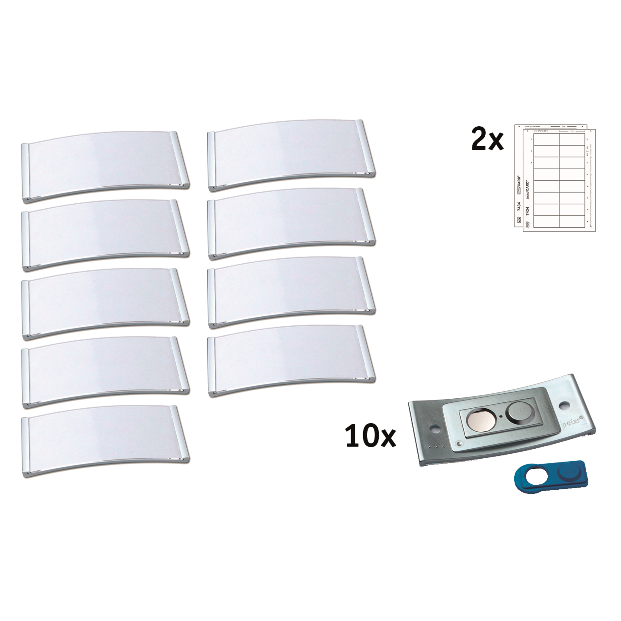 badgepoint® Namensschild polar® classic 74 x 34 mm (B x H) inkl. 2 Bogen (32 Namenskarten) Papier A4 weiß Magnet edelstahl 10 St./Pack.