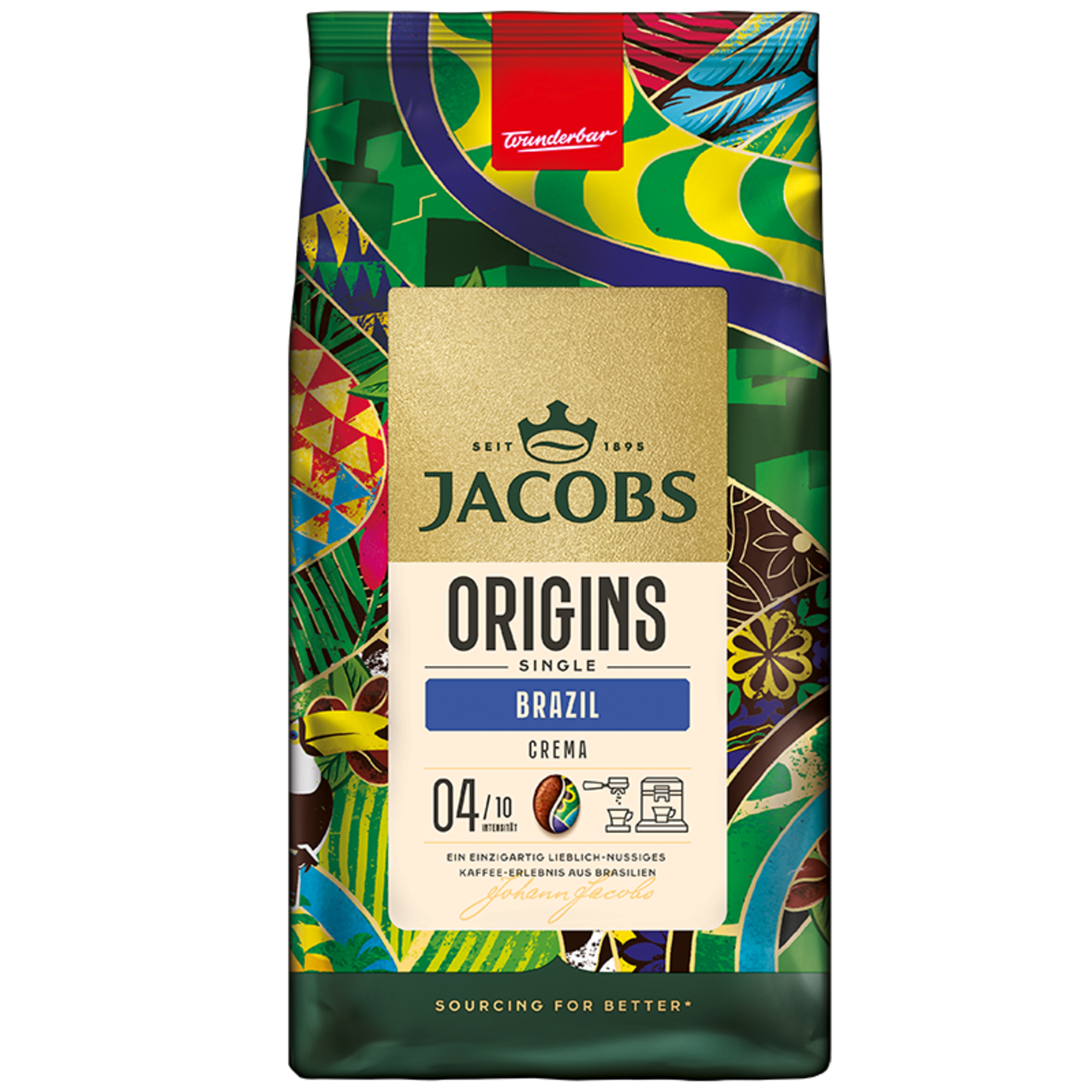 JACOBS Kaffee Origins Brazil Crema ganze Bohne 1.000 g/Pack.