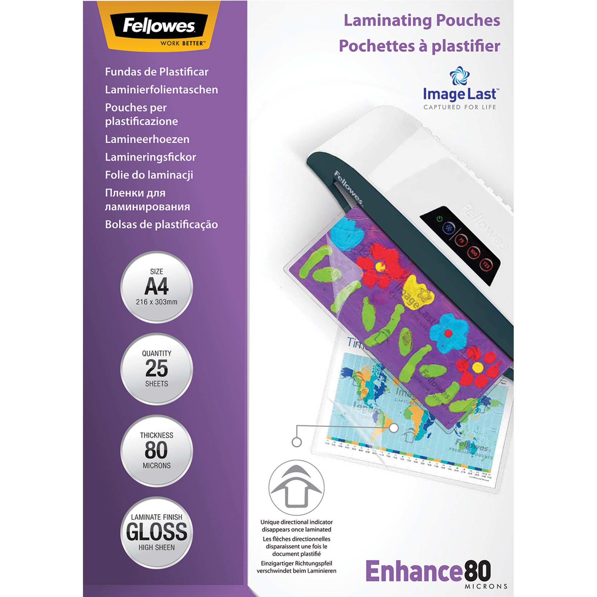 Fellowes® Laminierfolie ImageLast™ Enhance 80 210 x 297 mm (B x H) DIN A4 80µm glänzend 25 St./Pack.