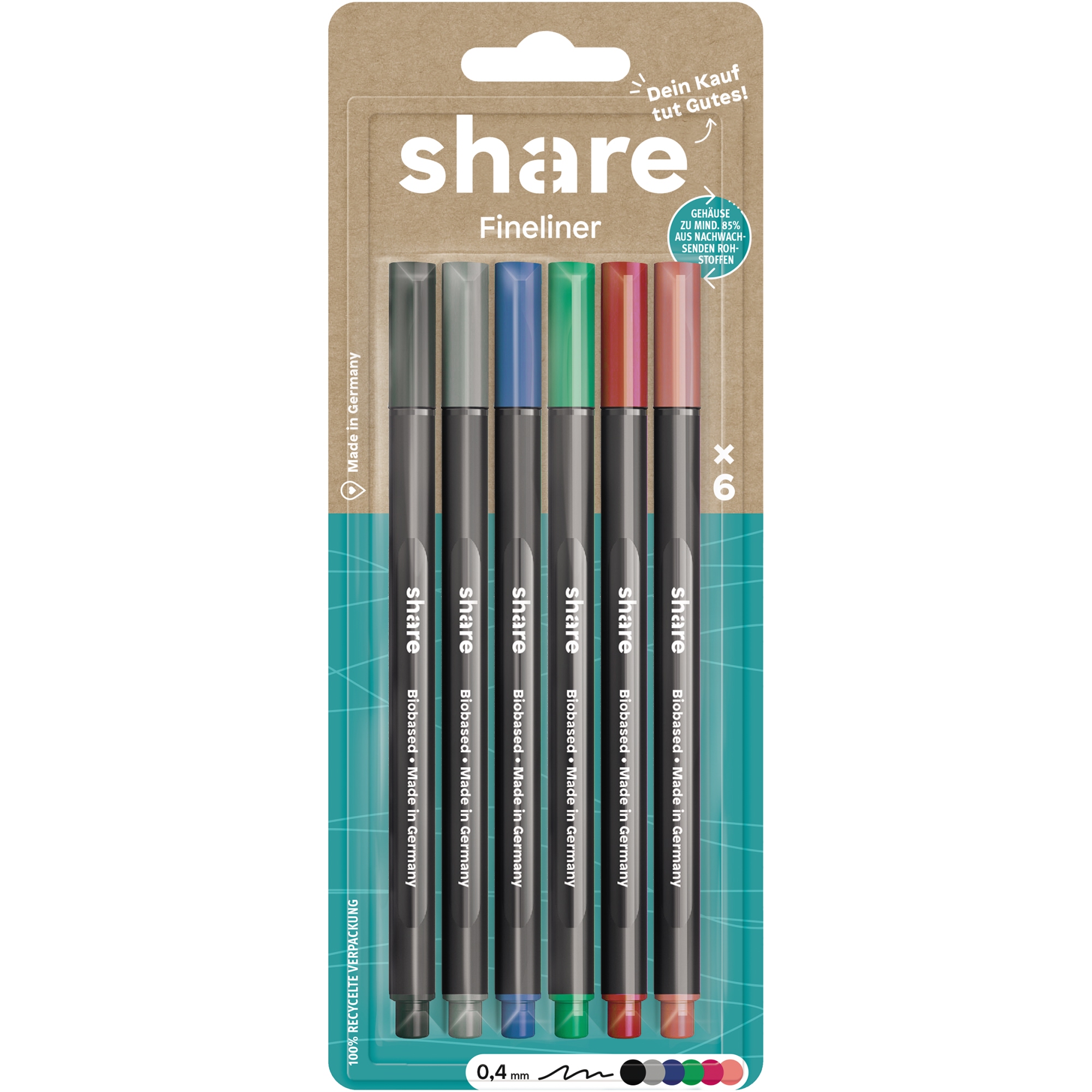 share Fineliner 0,4mm 6 Farben 6 St./Pack.