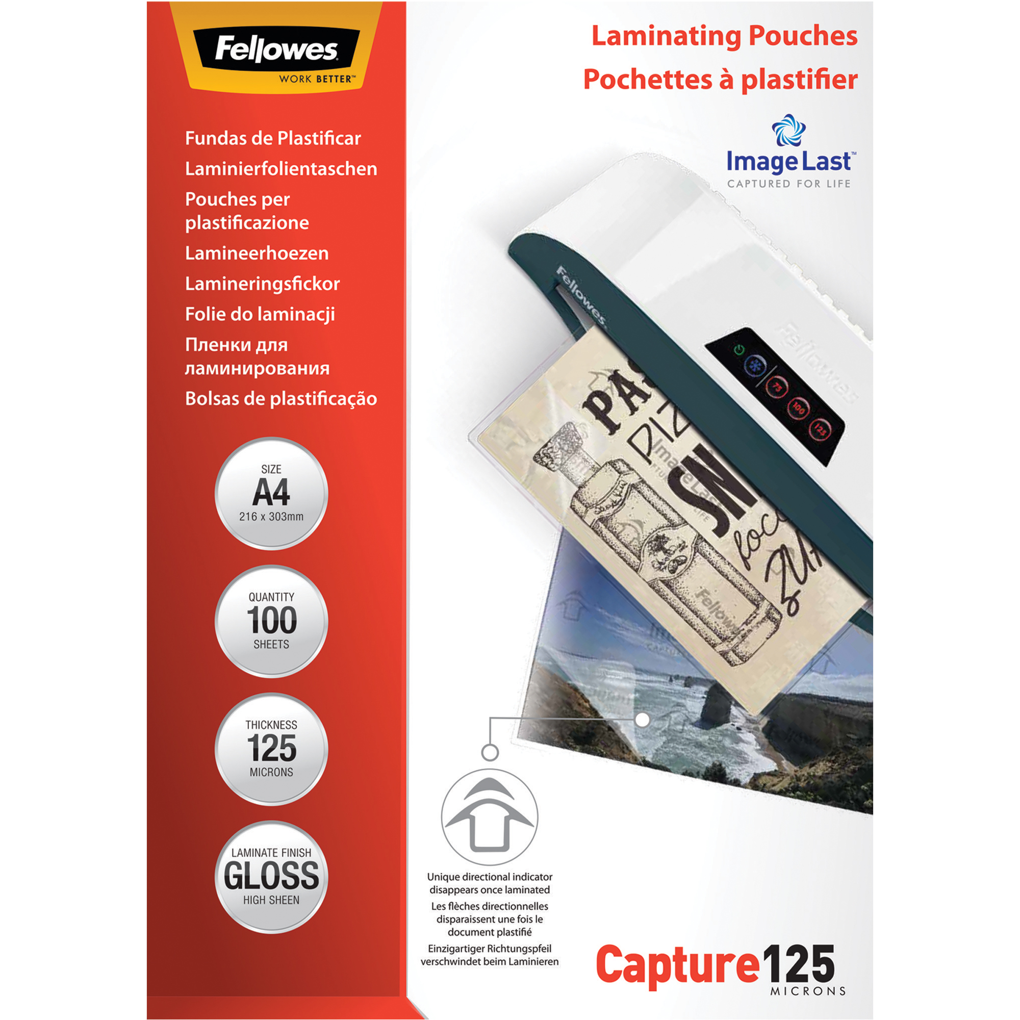 Fellowes® Laminierfolie ImageLast™ Capture 125 216 x 303 mm (B x H) DIN A4 125µm glänzend 100 St./Pack.