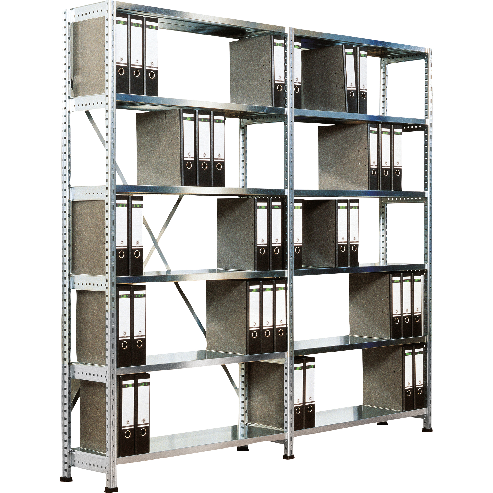 SCHOLZ Anbauregal 1.200 x 3.000 x 300 mm (B x H x T) 8 Fachböden 60kg inkl. Kreuzstreben Stahl silber