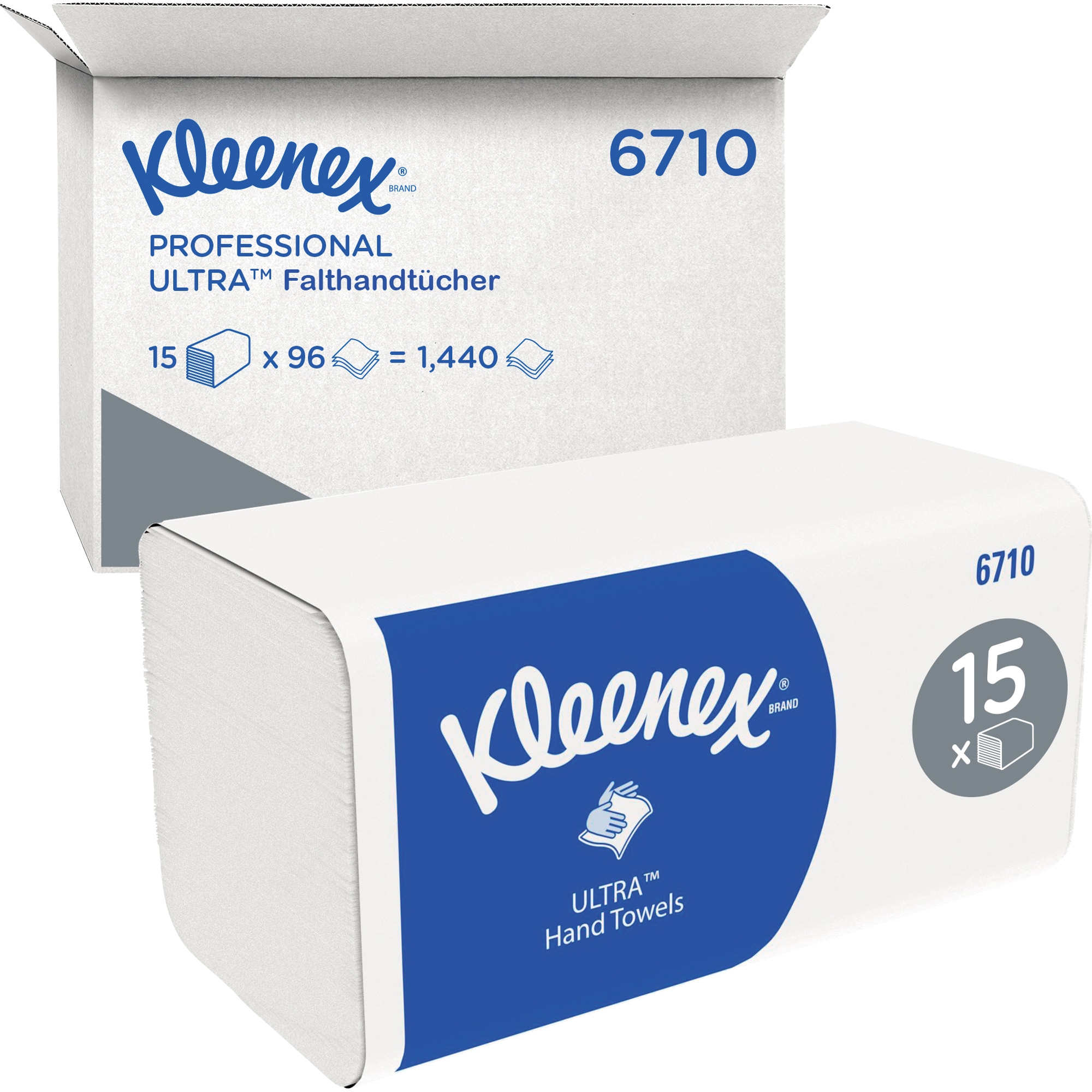Kleenex® Papierhandtücher Ultra™ 31,8 x 21,5 cm (B x L) Airflex™ weiß 15 x 96 Bl./Pack.
