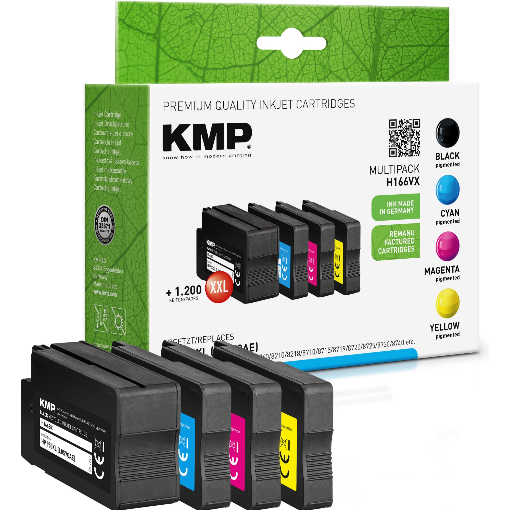 KMP Tintenpatrone kein Originalzubehör Kompatibel mit: HP 953XL 3HZ52AE ca. 2.300 Seiten schwarz, ca. 3 x 2.000 Seiten farbig schwarz, mehrfarbig 4 St./Pack.