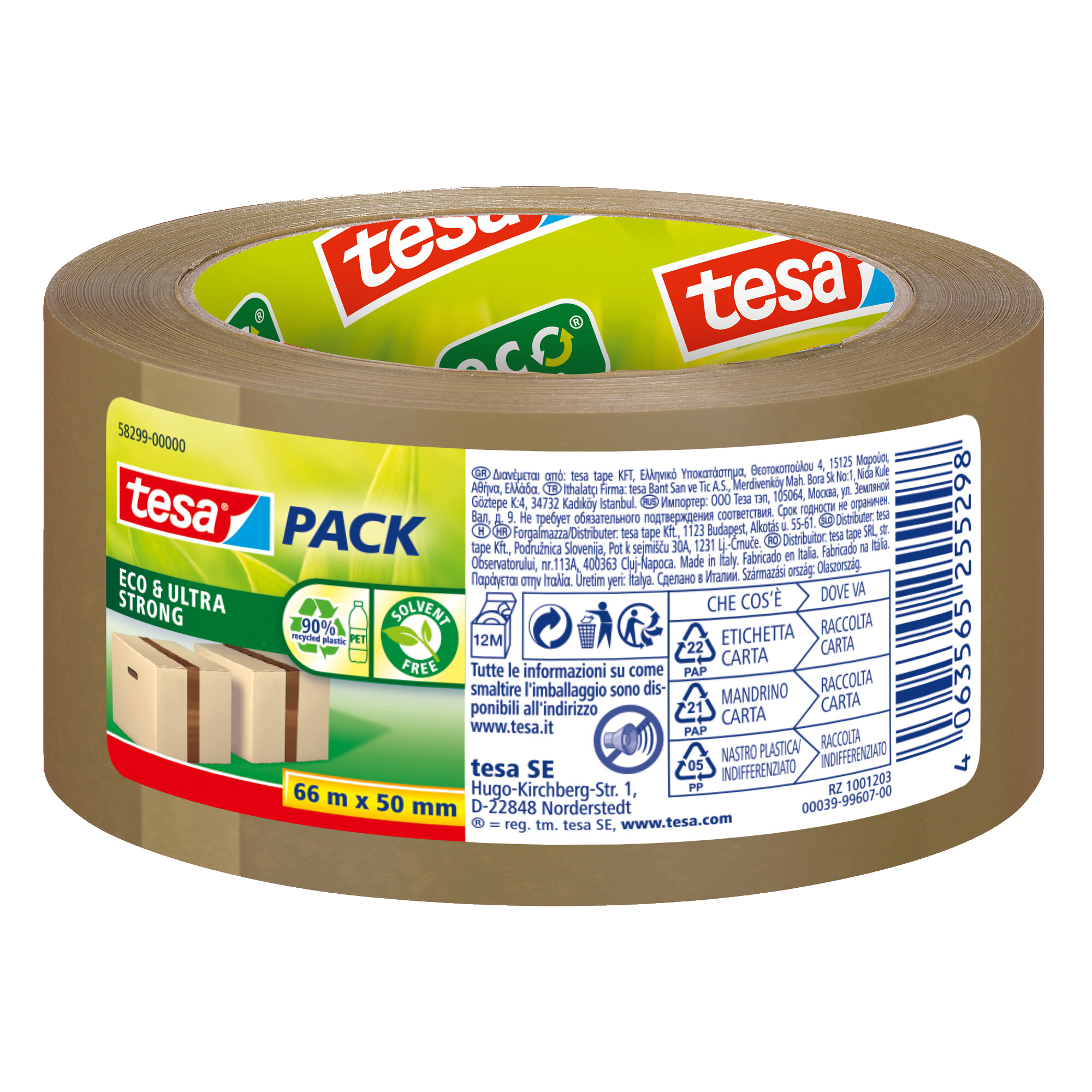 tesa® Packband tesapack® Eco & Ultra Strong ecoLogo® 50 mm x 66 m (B x L) Acrylat braun