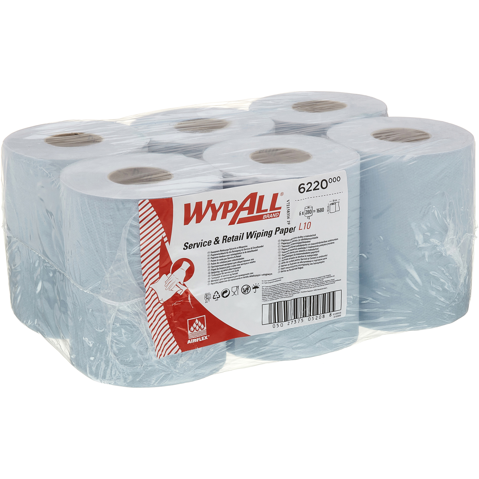 WYPALL* Wischtücher Reach™ 18,3 x 38 cm (B x L) Papier blau 6 x 280 St./Pack.