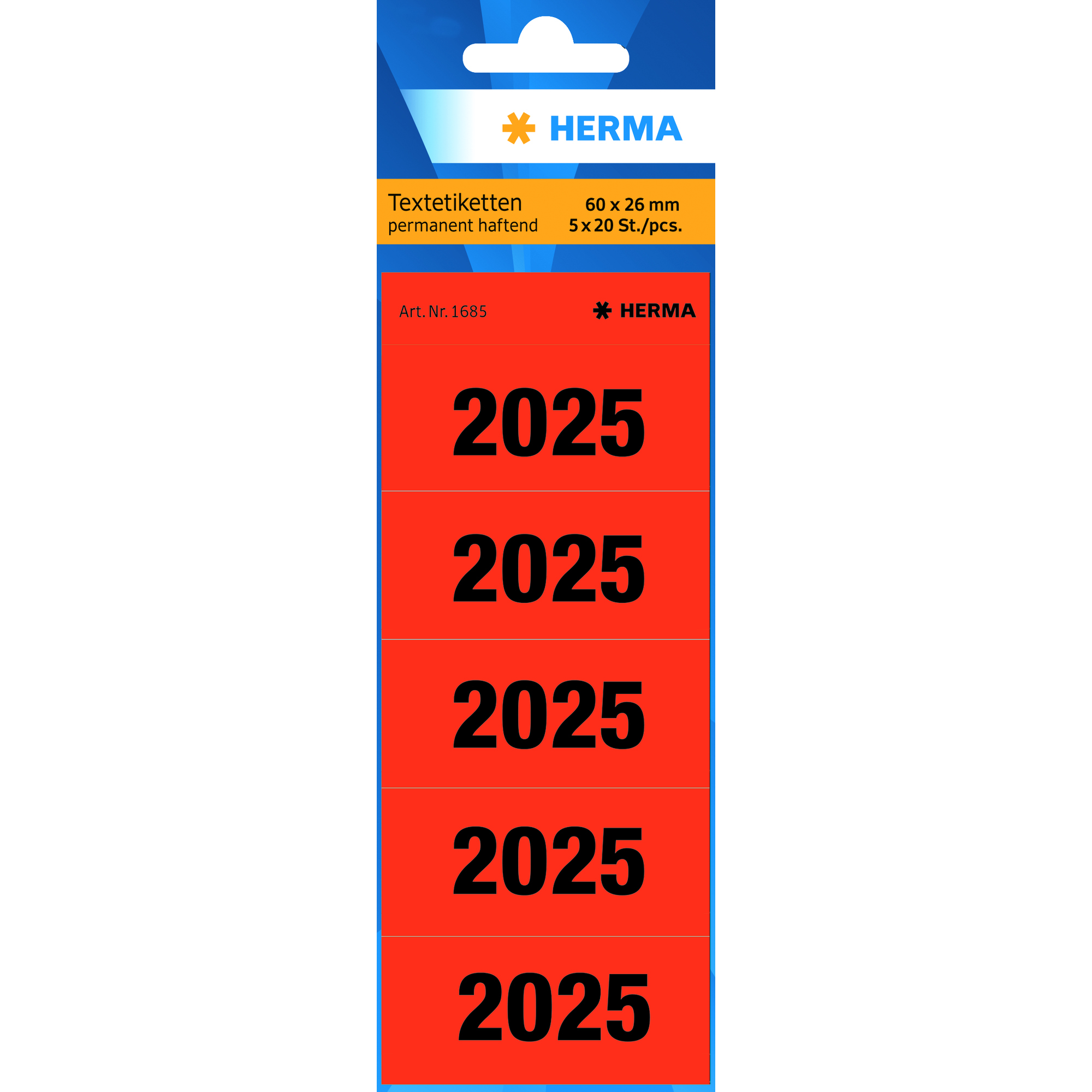 HERMA Jahresschild 60 x 26 mm (B x H) 2025 rot 100 St./Pack.