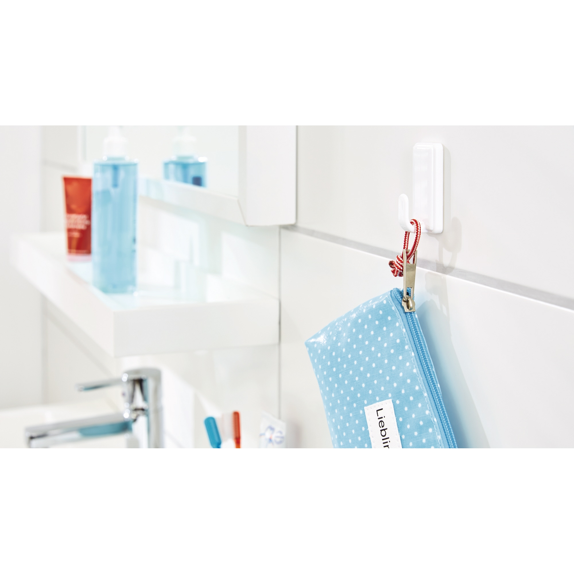 tesa® Haken Powerstrips® Large Classic Küche, Bad 28 x 59 x 23 mm (B x H x T) 2kg inkl. 4 Powerstrips® Large weiß 2 St./Pack.