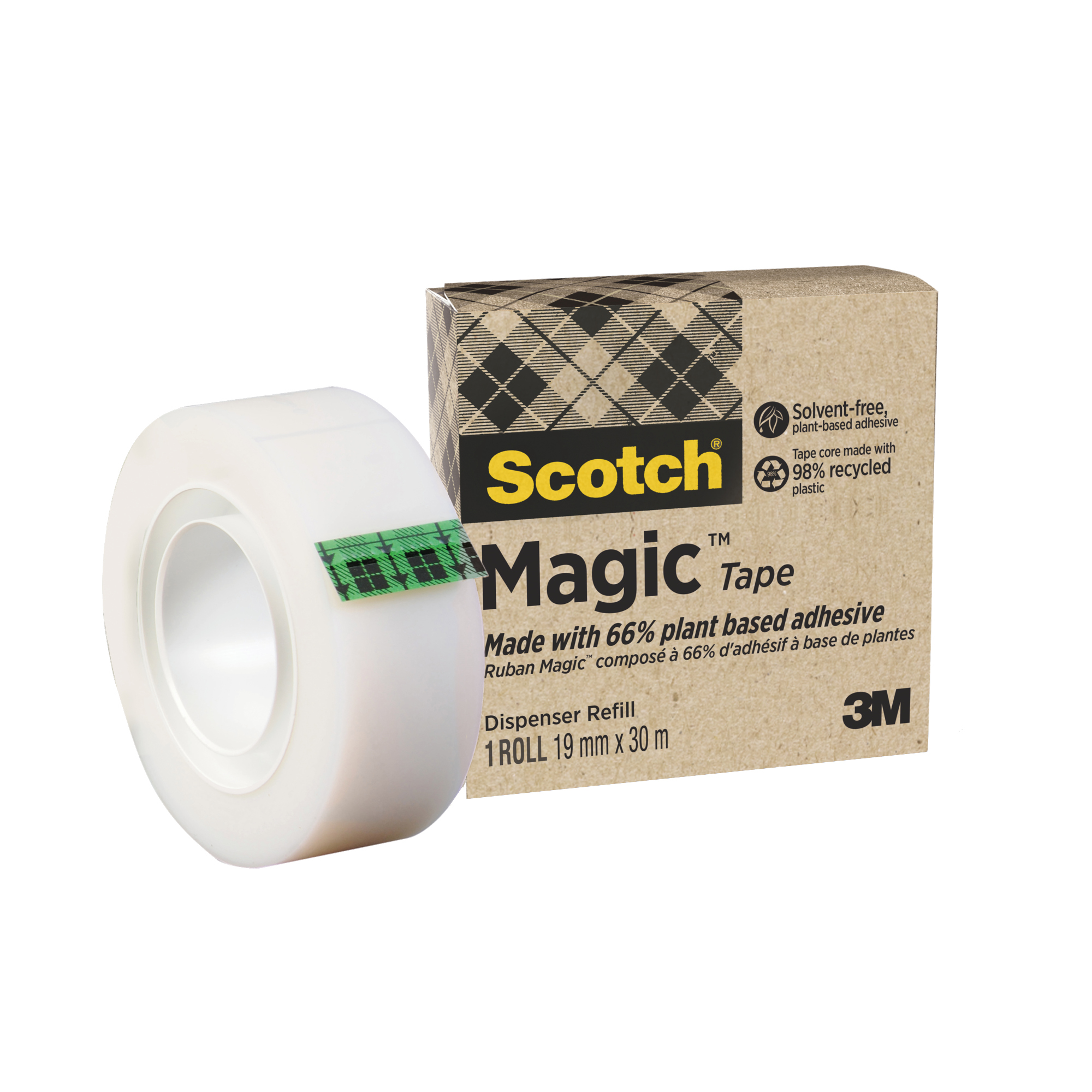 Scotch® Klebefilm Magic™ Hergestellt aus pflanzlichen Materialien 900 19 mm x 30 m (B x L) einseitig klebend mit Lösungsmittel Zelluloseacetat durchsichtig