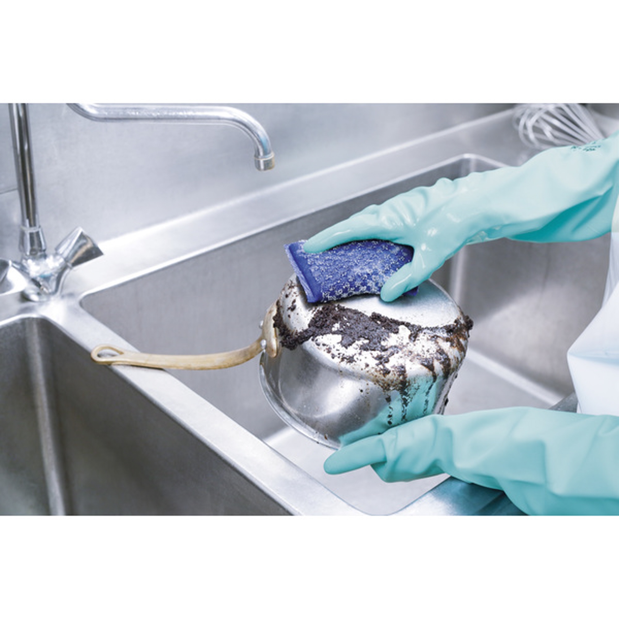Spontex Reinigungsschwamm Superinox Pad 13,5 x 9 x 1,8 cm (B x H x T) Rostfreier Edelstahl/Polyurethan-Schaumstoff/Polyester blau 5 St./Pack.