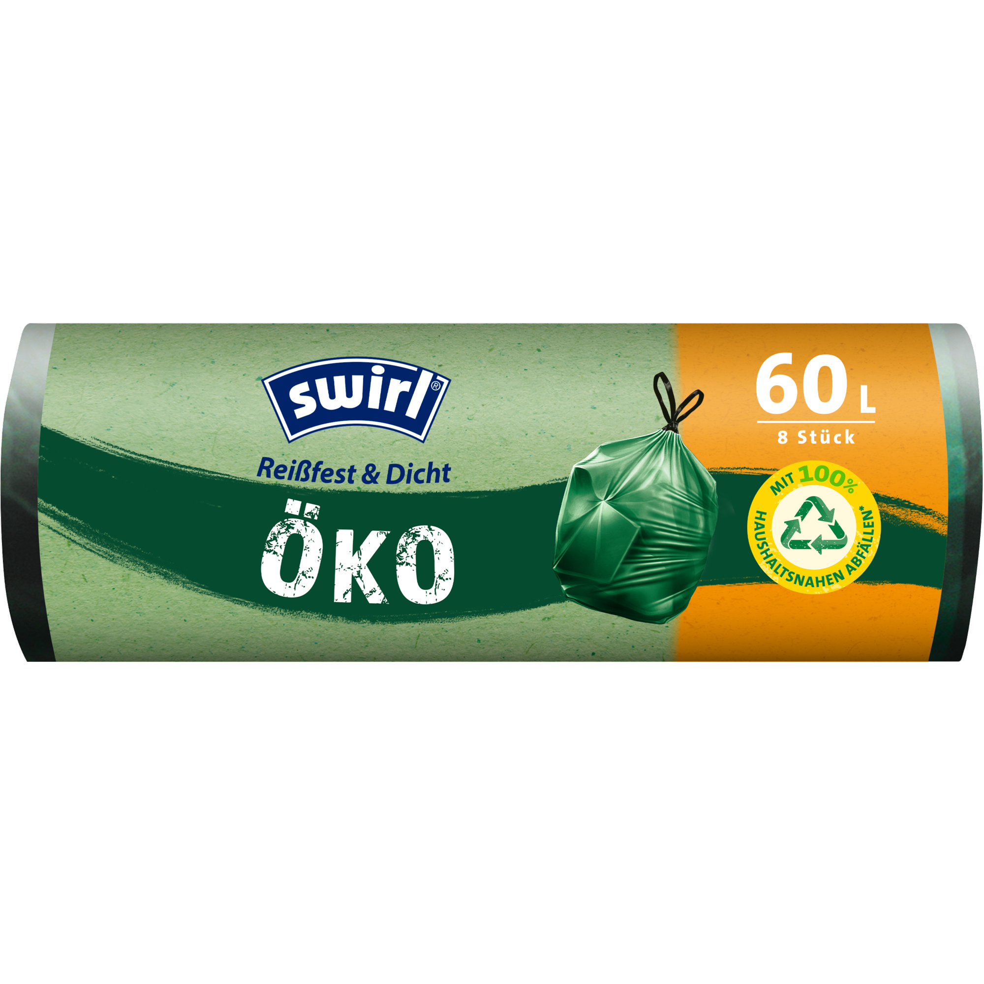 Swirl Müllbeutel Öko 68 x 73 cm (B x H) 60l Plastik, 100 % recycelt grün 8 St./Pack.