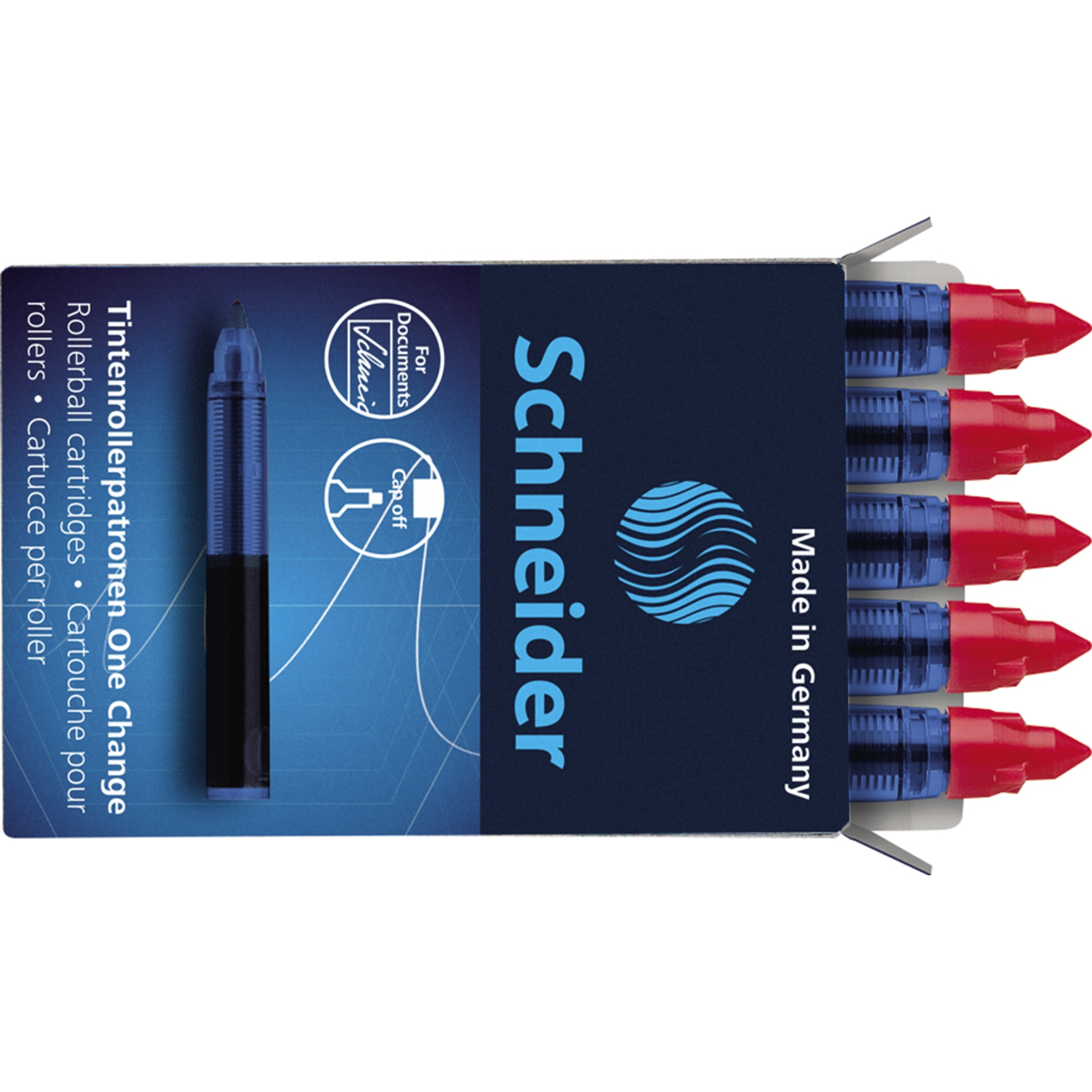 Schneider Nachfüllpatrone Tintenroller One Change Schneider Tintenroller One Change, Breeze, Base Senso, Base Ball 0,6mm rot 5 St./Pack.