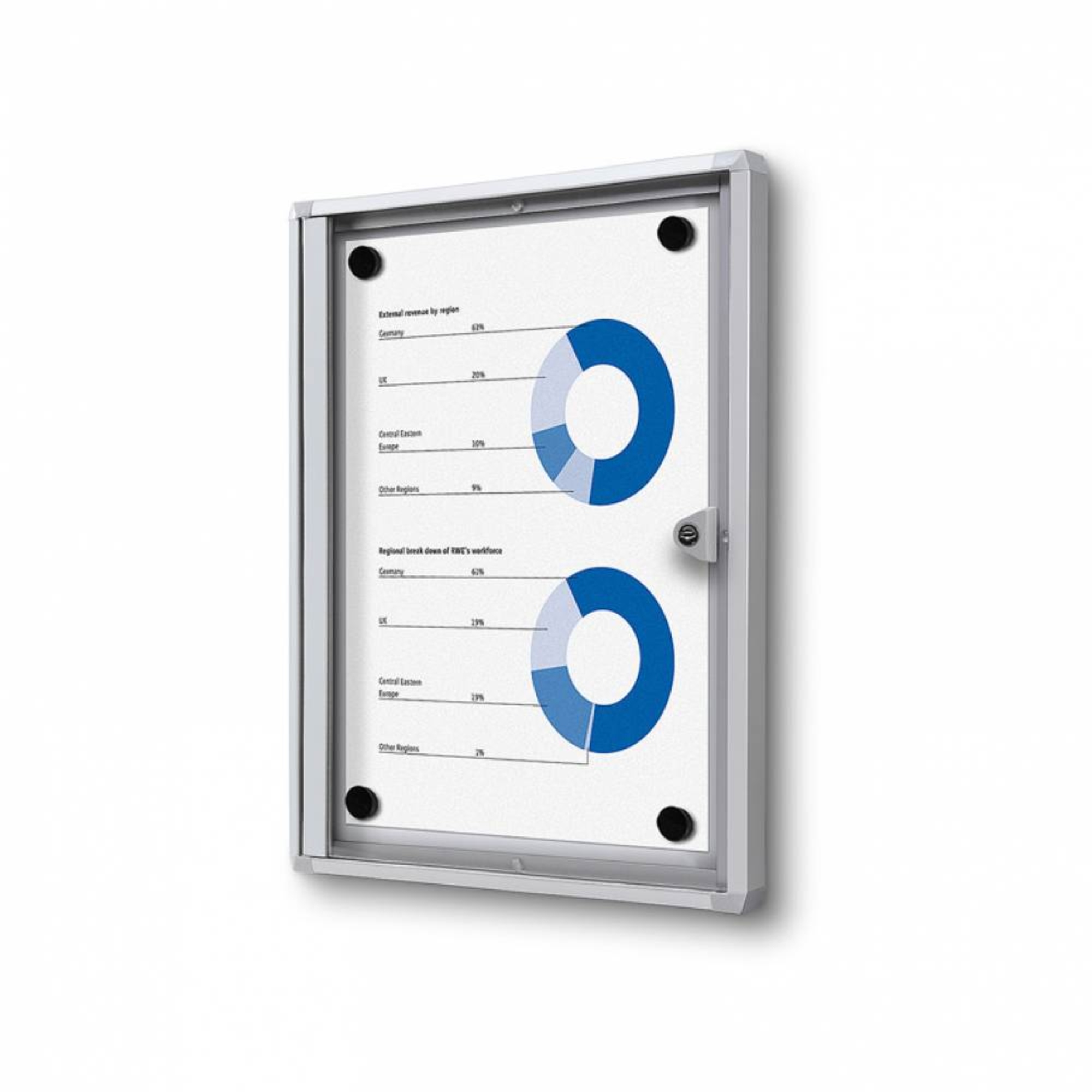 Showdown® Displays Schaukasten Economy Innenbereich 27,1 x 35 x 2,6 cm (B x H x T) 1 x DIN A4 mit Schloss Aluminium silber