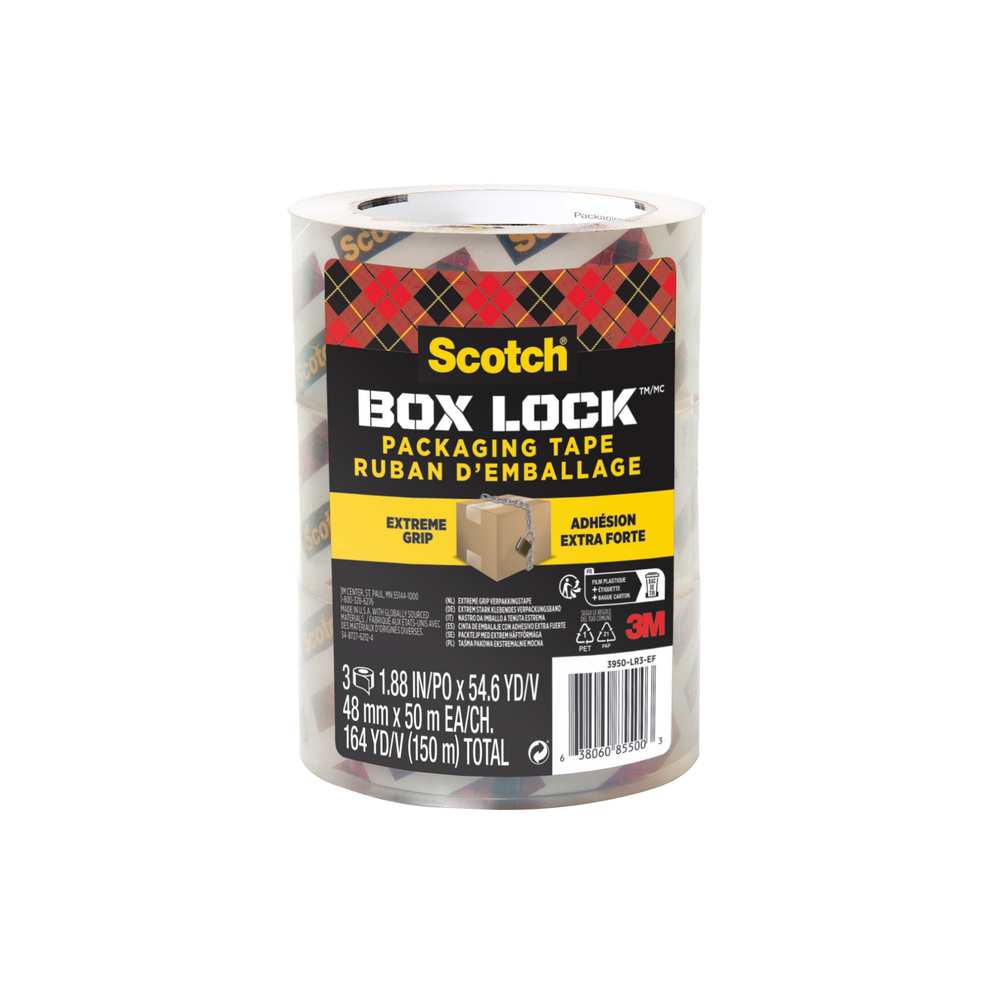 Scotch® Packband Box Lock™ 48 mm x 50 m (B x L) transparent 3 St./Pack.