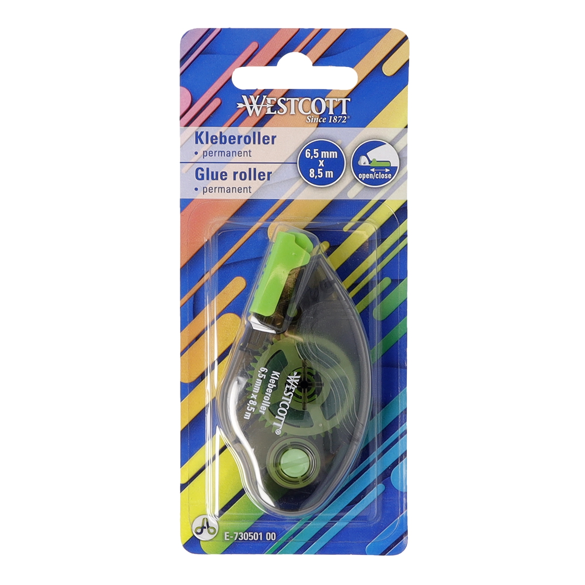 Westcott Kleberoller 6,5 mm x 8,5 m (B x L) nicht nachfüllbar grau transparent