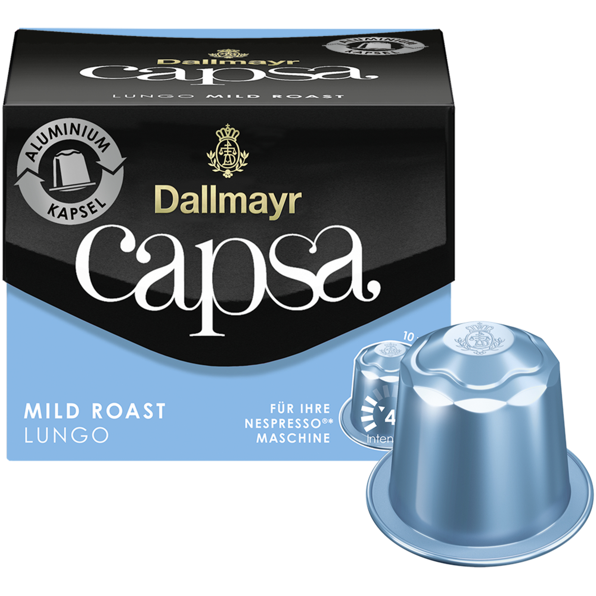Dallmayr Kaffeekapsel capsa Nespresso® Maschine LUNGO MILD ROAST Intensität: 4 10 x 5,6 g/Pack.