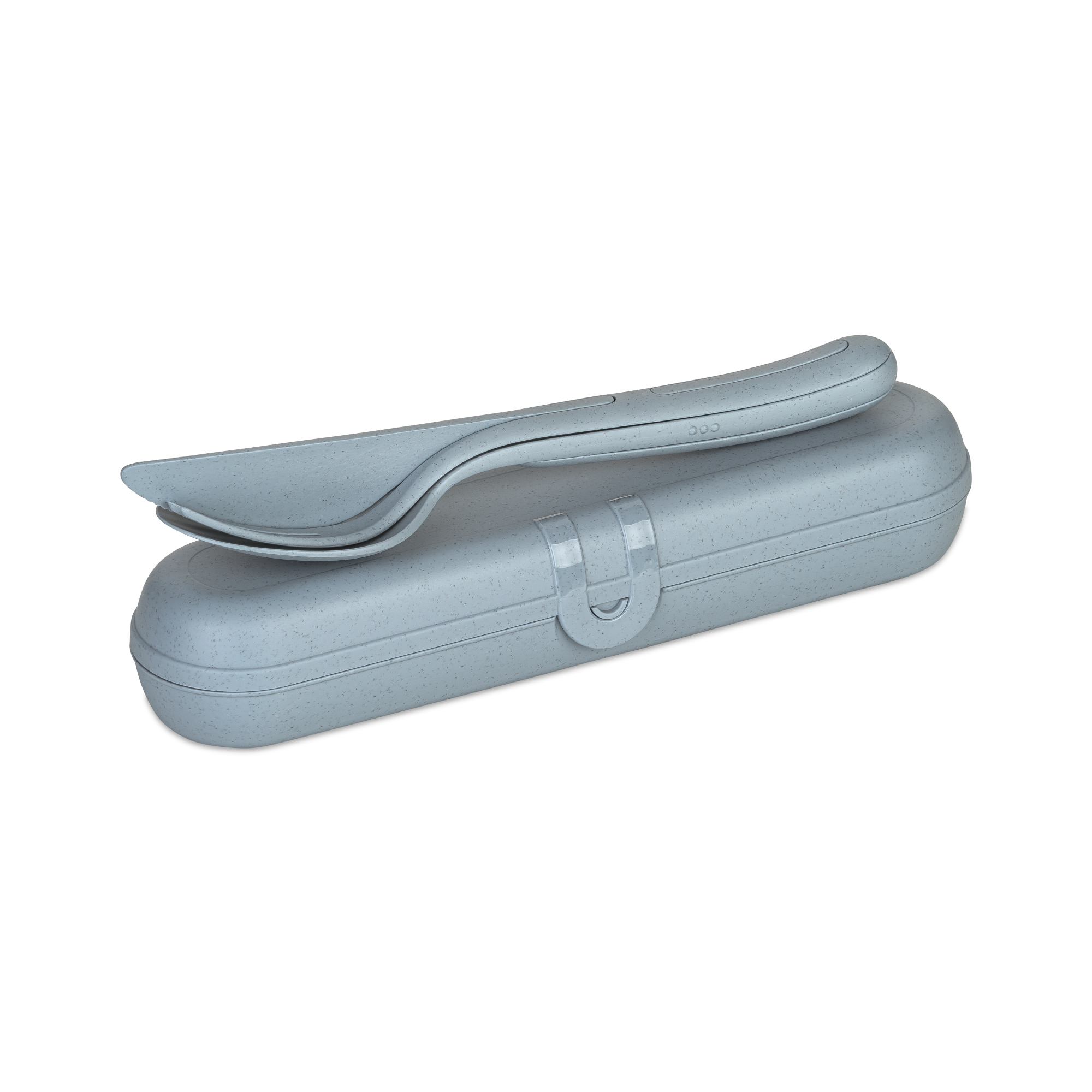 Koziol Besteckgarnitur KLIKK READY Mehrweg je 1 x Messer, Gabel, Löffel, Besteck Etui TPE Kunststoff nature flower blue