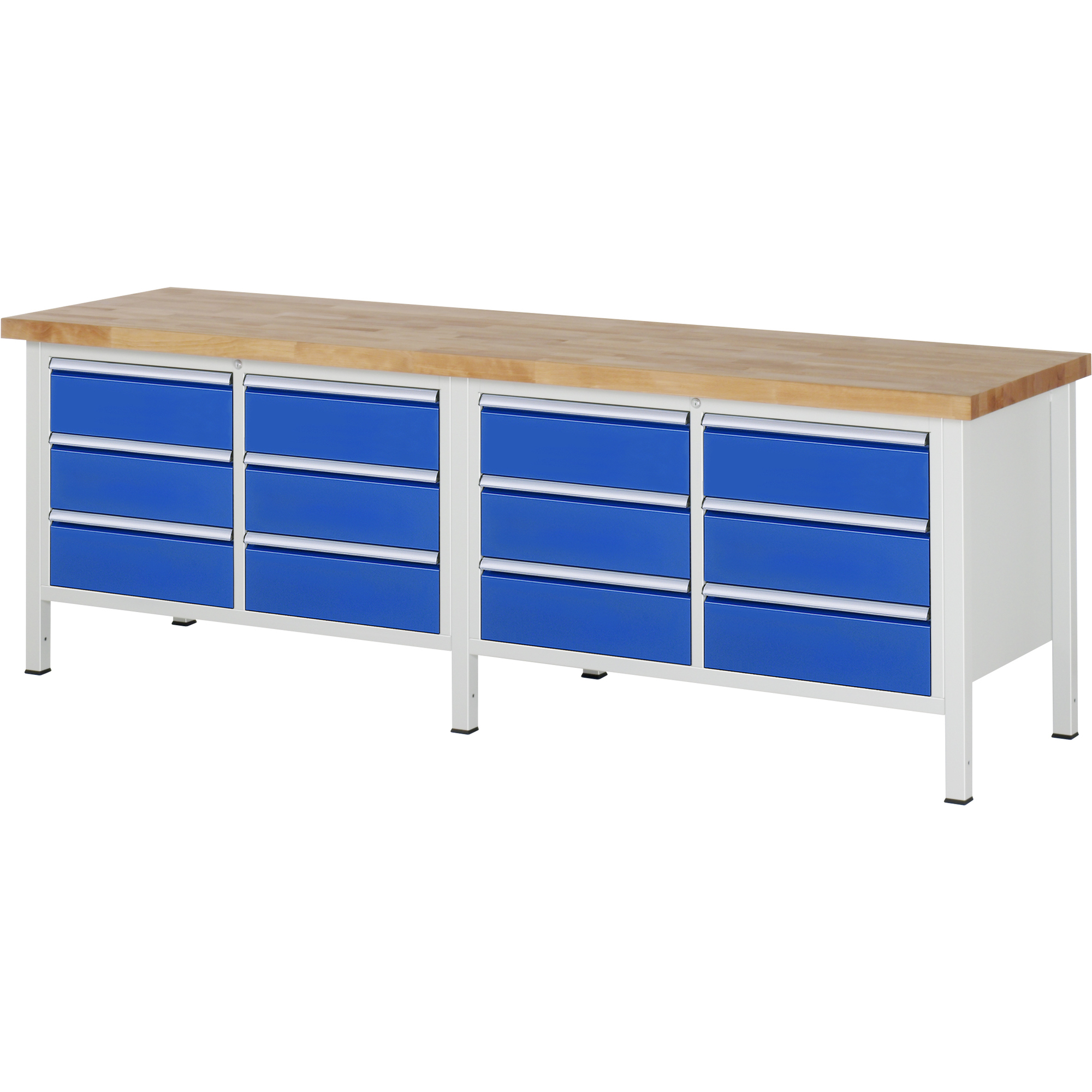 RAU Werkbank 8000 2.500 x 840-1.040 x 700 mm (B x H x T) enzianblau lichtgrau