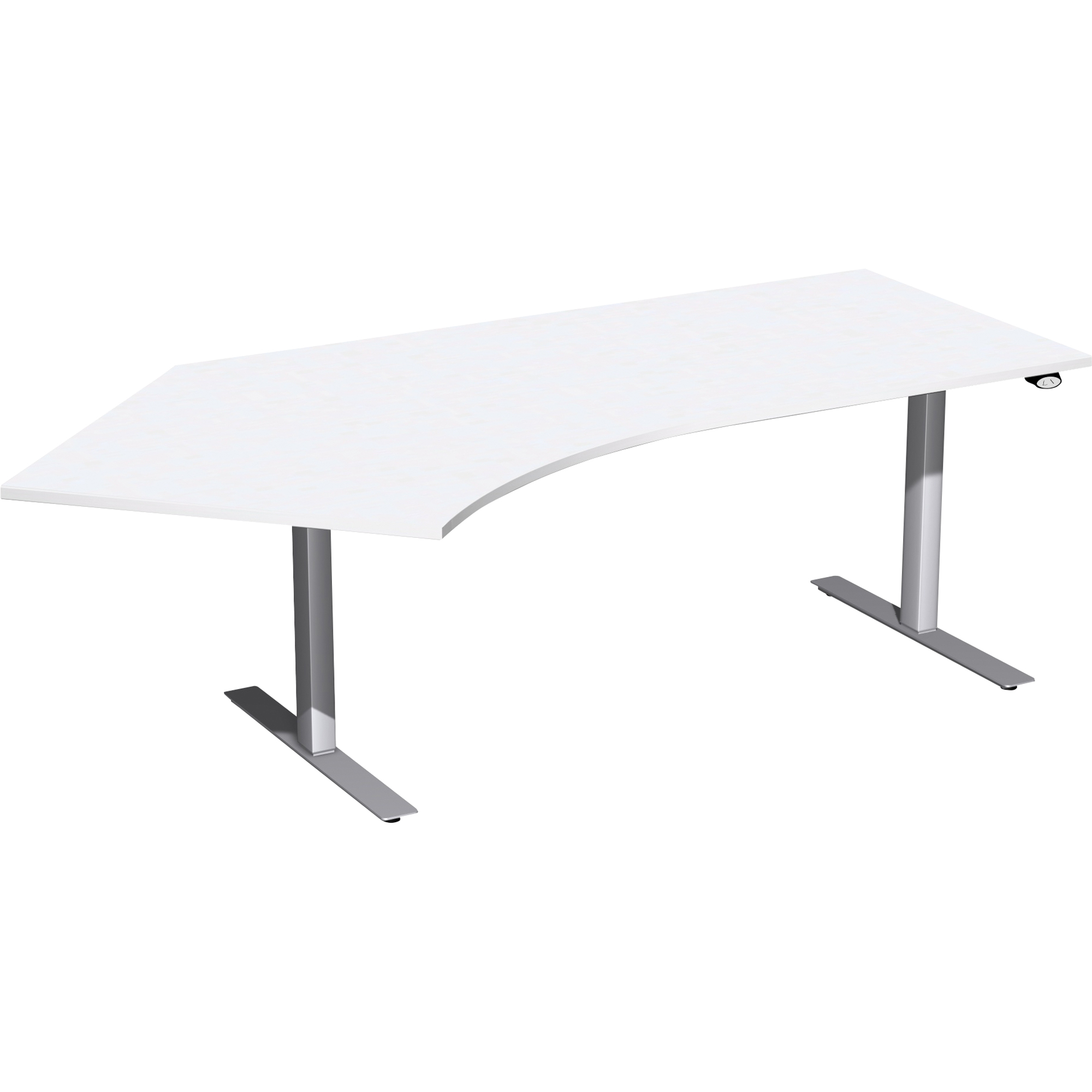 Geramöbel Schreibtisch Elektro Flex Maße: 2.166 x 650-1.250 x 800/1.131 mm (B x H x T) Dreischicht-Feinspan, melaminharzbeschichtet weiß