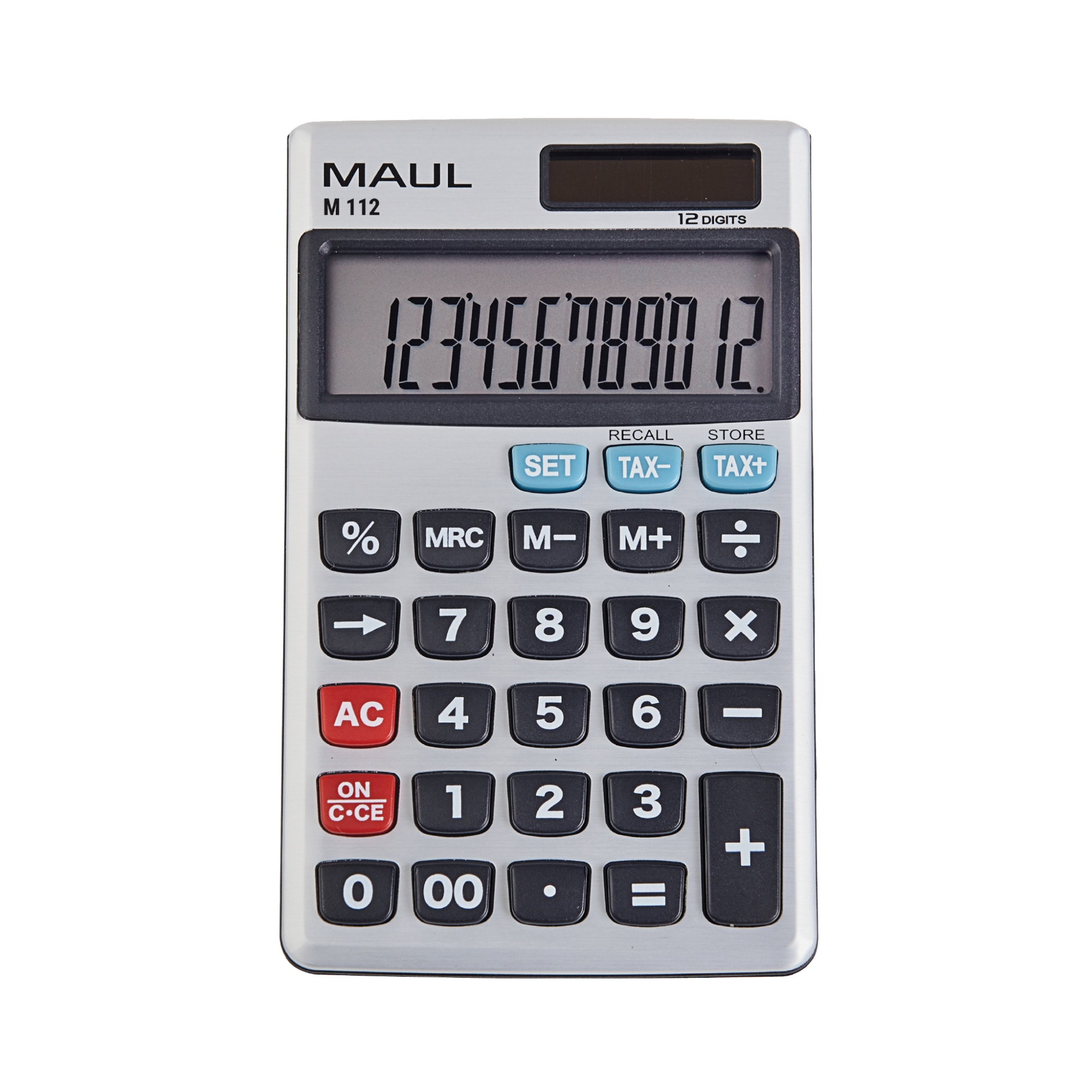 MAUL Taschenrechner M 112 1 x 12-stellig silber Batterie, Solar-Energie