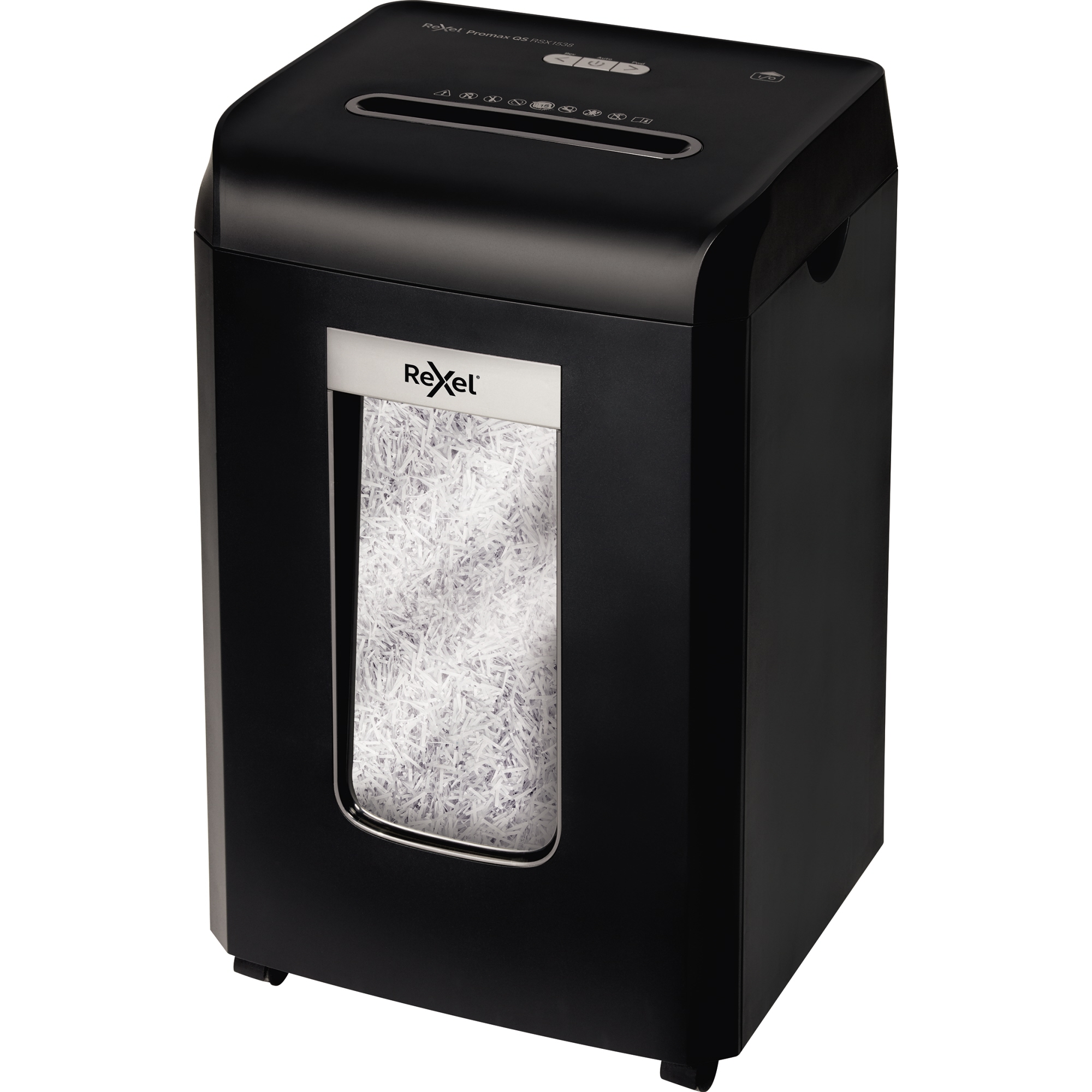 Rexel® Aktenvernichter ProMax RSX1538 P-4 Papier, Heftklammern, Büroklammern, Kreditkarten Partikelschnitt schwarz