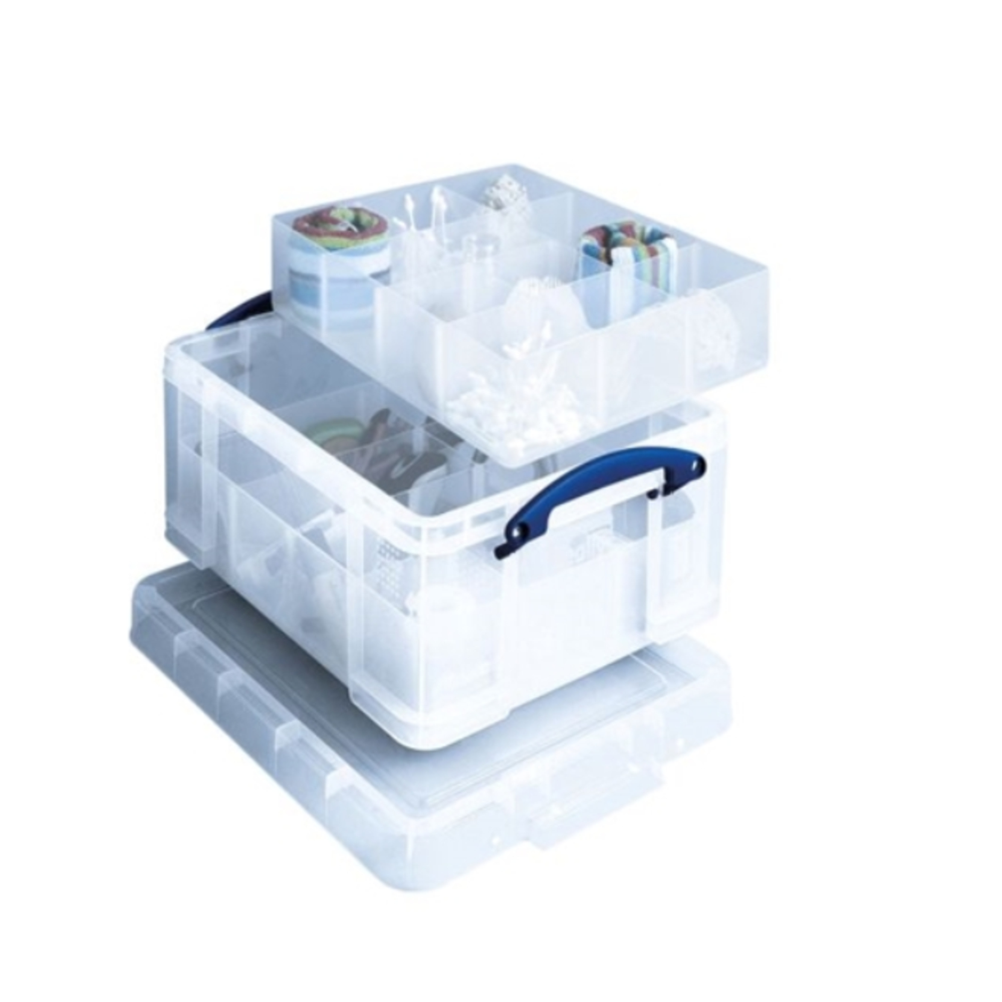 Really Useful Box Aufbewahrungsbox 35 x 45 x 20 cm (B x H x T) 21l inkl. 1 Einsatz (6 Unterteilungen), 1 Einsatz (12 Unterteilungen) Kunststoff transparent