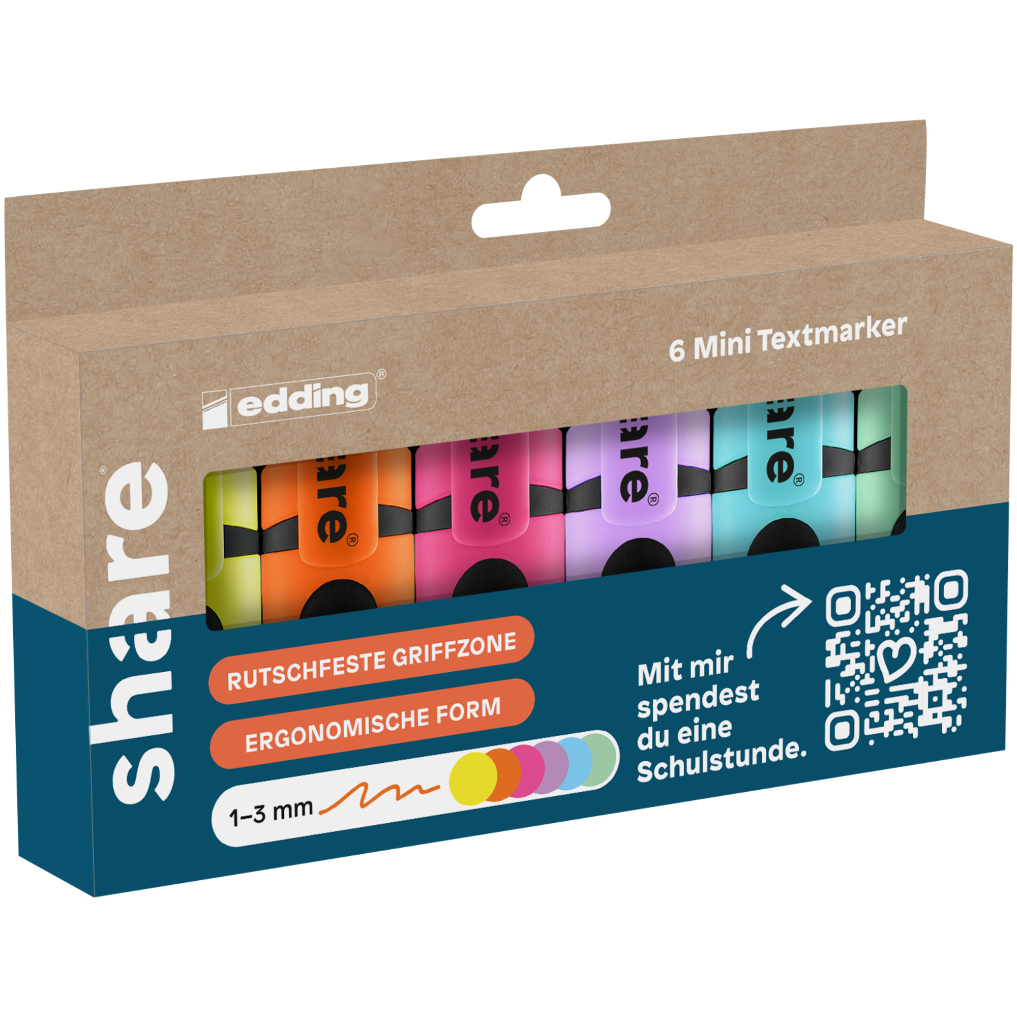 share Textmarker made by edding 1-3mm farbig sortiert Keilspitze 6 St./Pack.