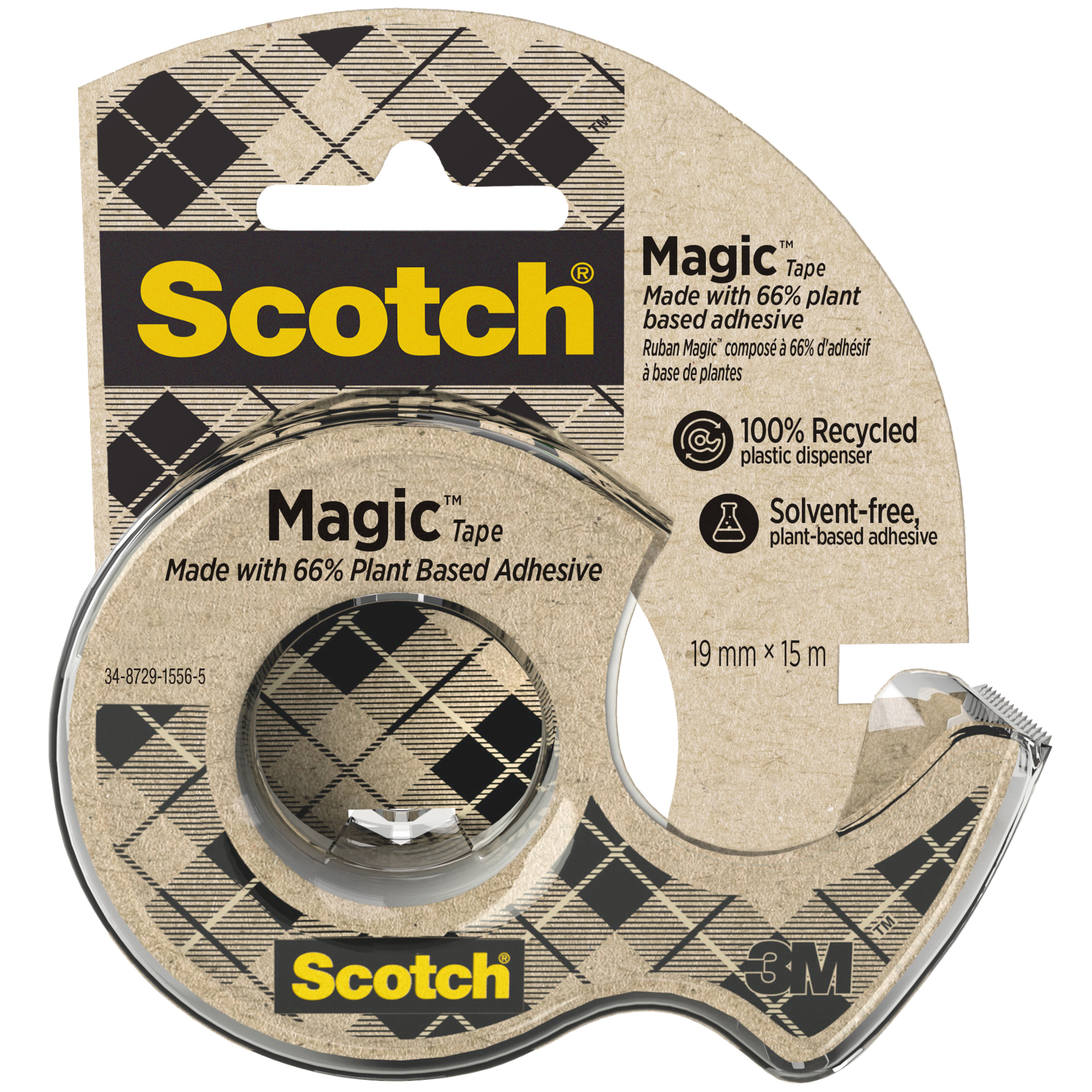 Scotch® Handabroller Hergestellt aus pflanzlichen Materialien nachfüllbar inkl. 1 Rolle Scotch® Magic™ Klebefilm - Hergestellt aus pflanzlichen Materialien, 19 mm x 20 m (B x L) mit Lösungsmittel transparent