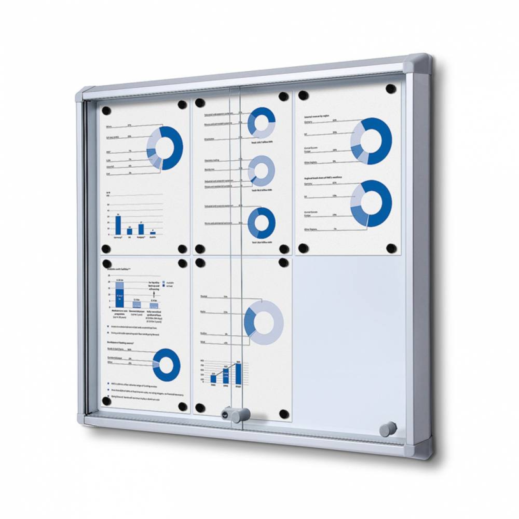 Showdown® Displays Schaukasten Innenbereich 72 x 67,5 x 5,9 cm (B x H x T) 6 x DIN A4 mit Schloss Aluminium silber