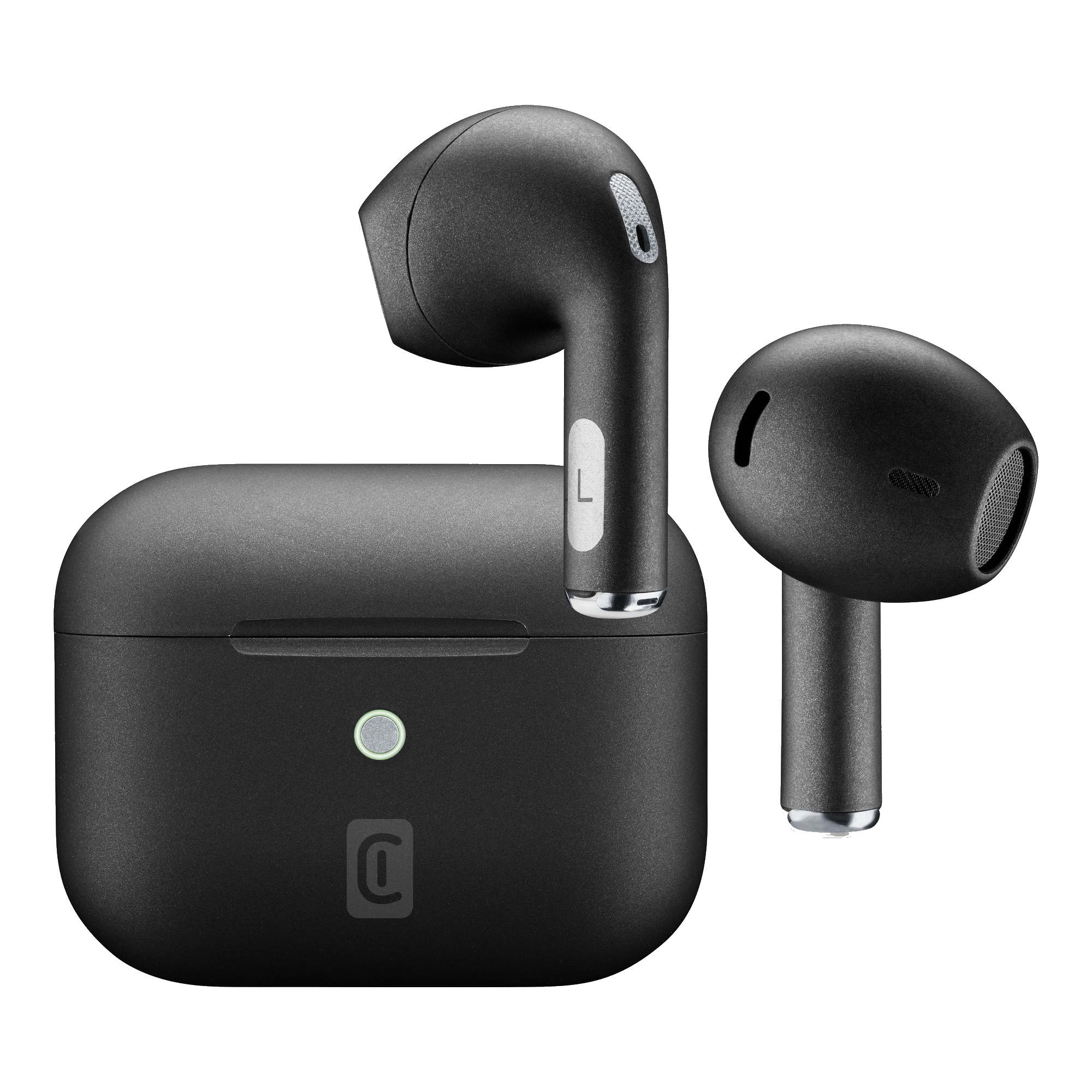 cellularline Kopfhörer CRYSTAL In-Ear Smartphones Akku inkl. Ladecase, USB-C-Ladekabel schwarz