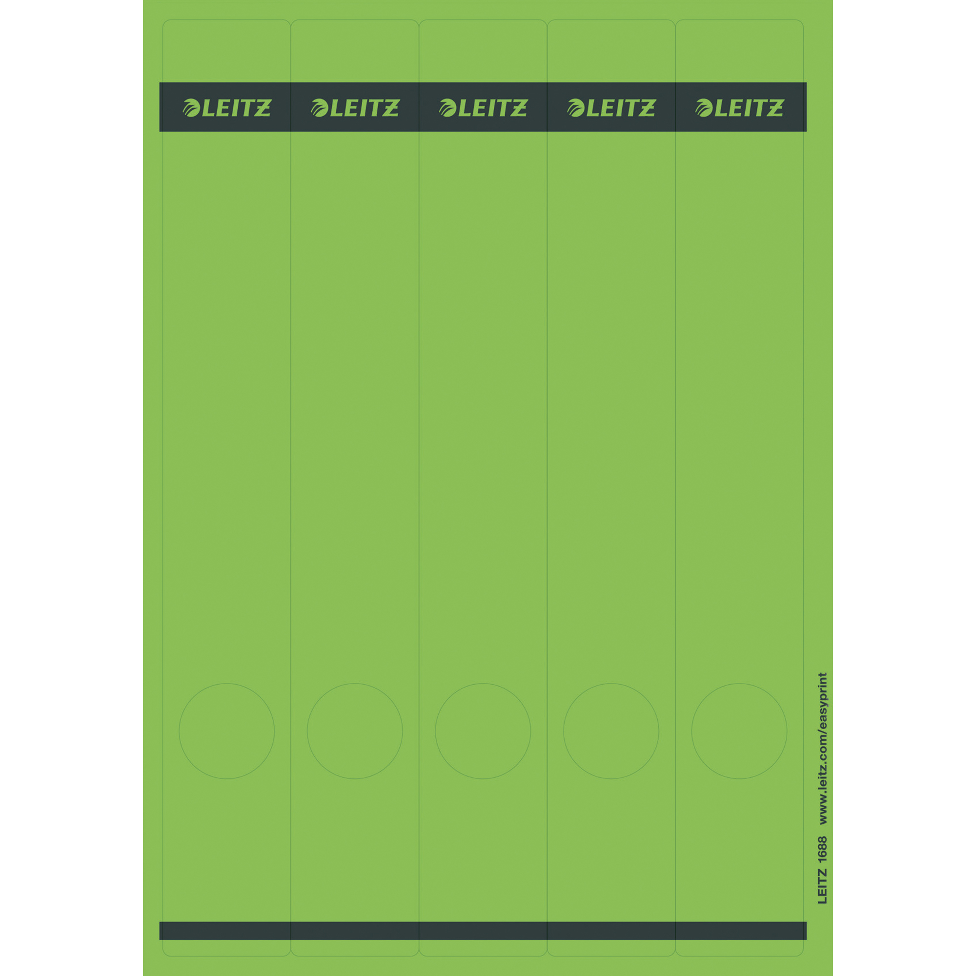 Leitz Ordnerrückenetikett schmal/lang 39 x 285 mm (B x H) selbstklebend mit Griffloch grün 125 Etik./Pack.