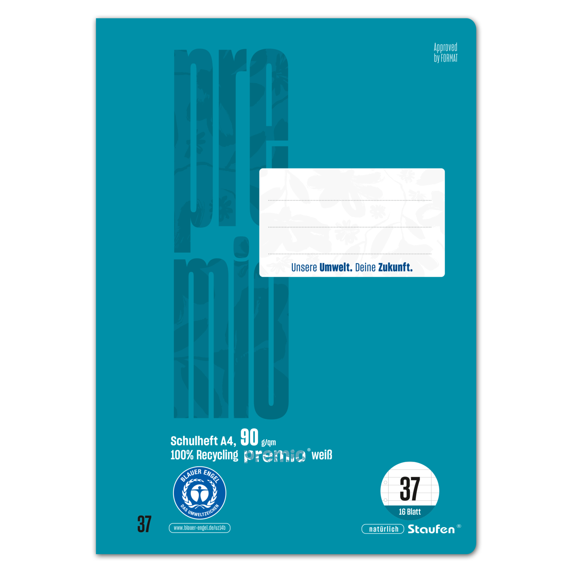 Staufen Schulheft Premio DIN A4 liniert mit Rand 37 16 Bl.
