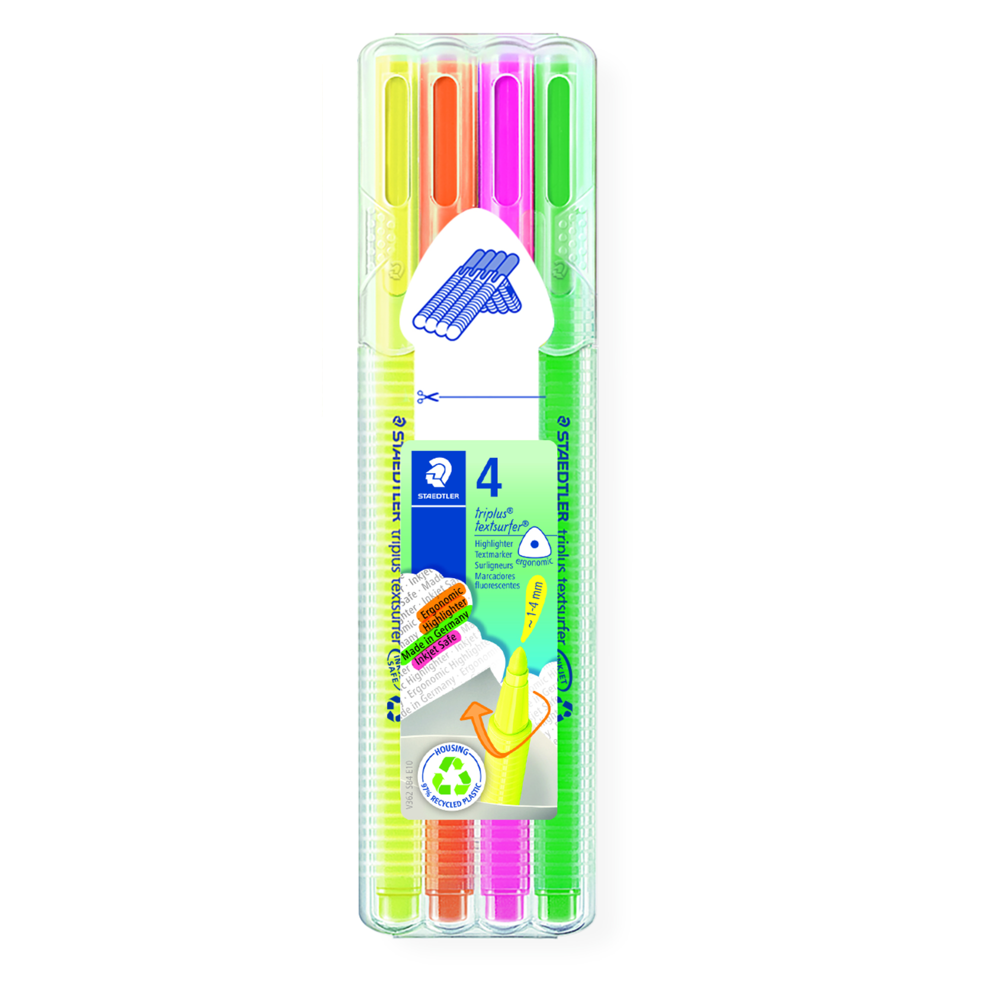 STAEDTLER® Textmarker triplus® textsurfer® 362 1-4mm farbig sortiert Rundspitze 4 St./Pack.