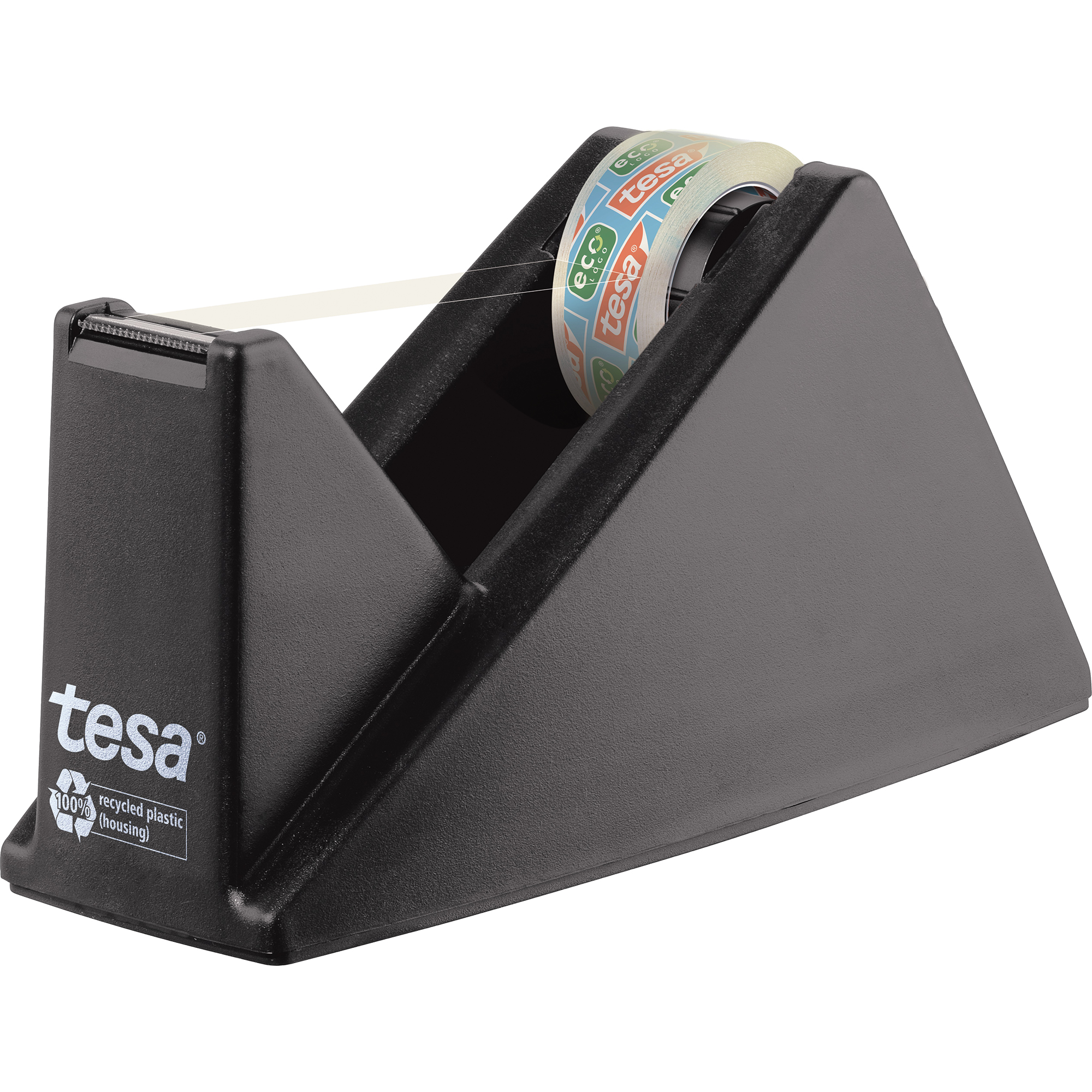 tesa® Tischabroller Easy Cut® Economy ecoLogo® Promo 19 mm x 33 m (B x L) inkl. 1 Rolle tesafilm® Eco & Clear, 15 mm x 10 m (B x L) ohne Lösungsmittel schwarz