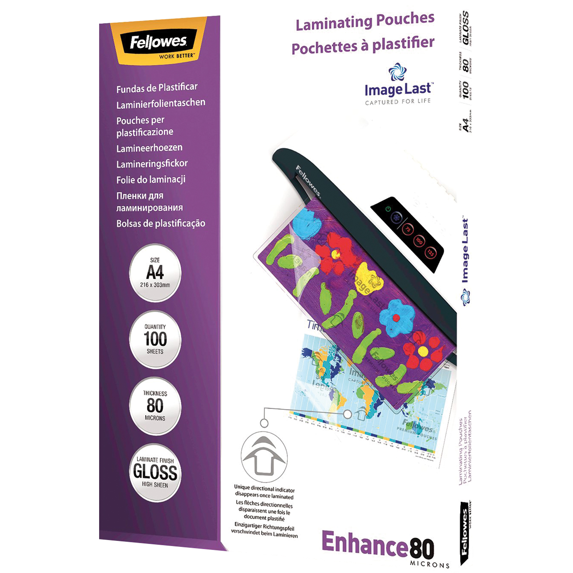 Fellowes® Laminierfolie ImageLast™ Enhance 80 216 x 303 mm (B x H) DIN A4 80µm glänzend 100 St./Pack.
