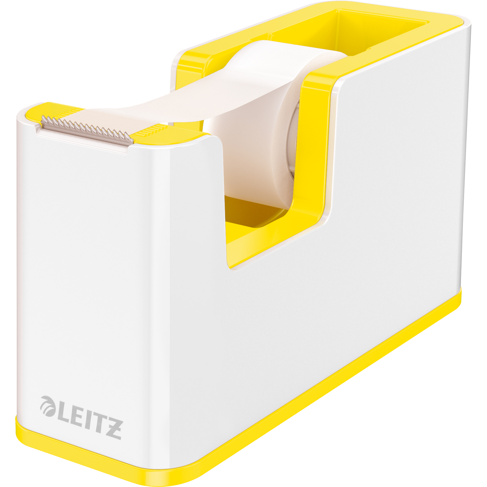 Leitz Tischabroller WOW Duo Colour 19 mm x 33 m (B x L) inkl. 1 Rolle Klebeband mit Lösungsmittel gelb/weiß