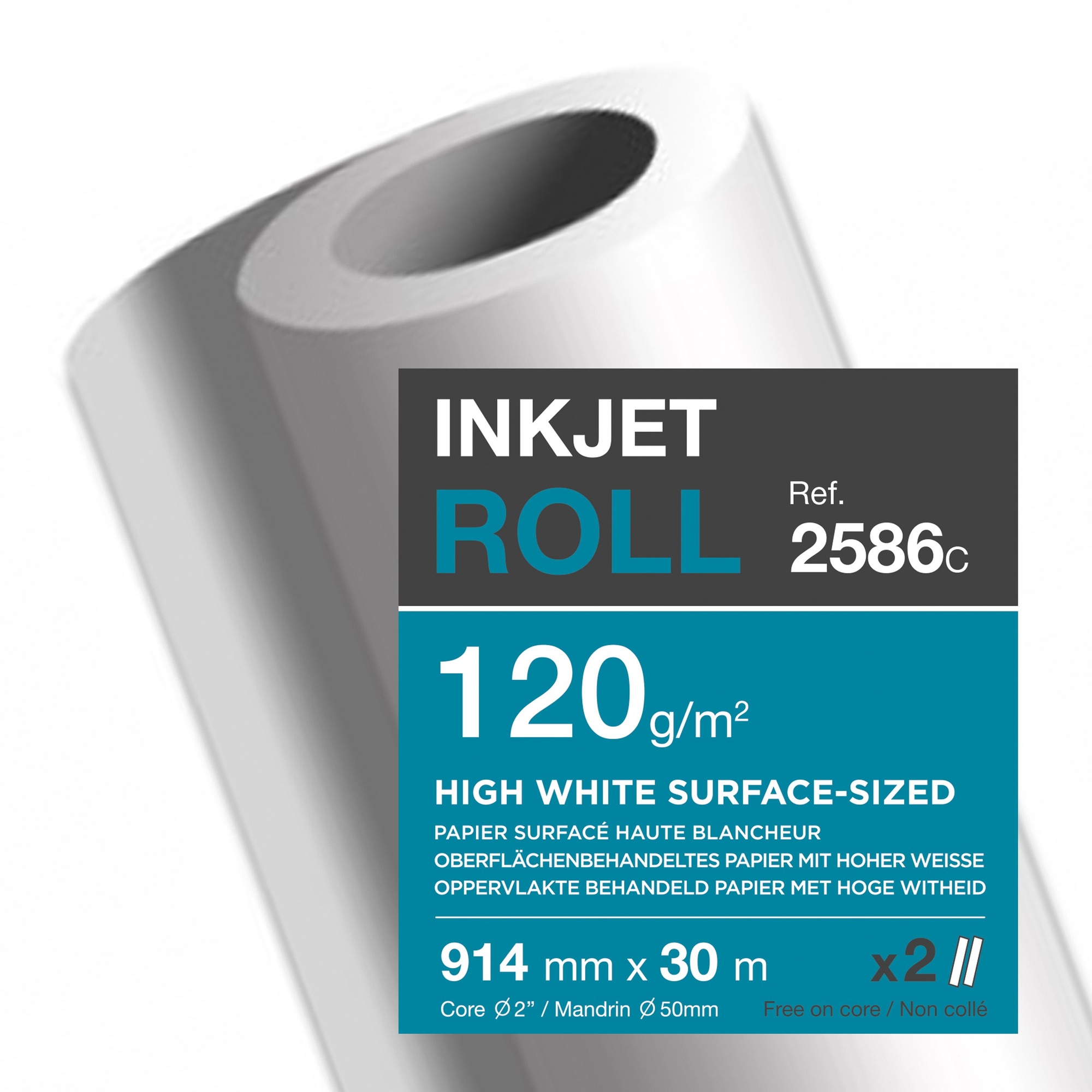 Clairefontaine Inkjetplotterpapier LIGHT COATED 914 mm x 30 m (B x L) 120g/m² weiß 2 Rl./Pack.