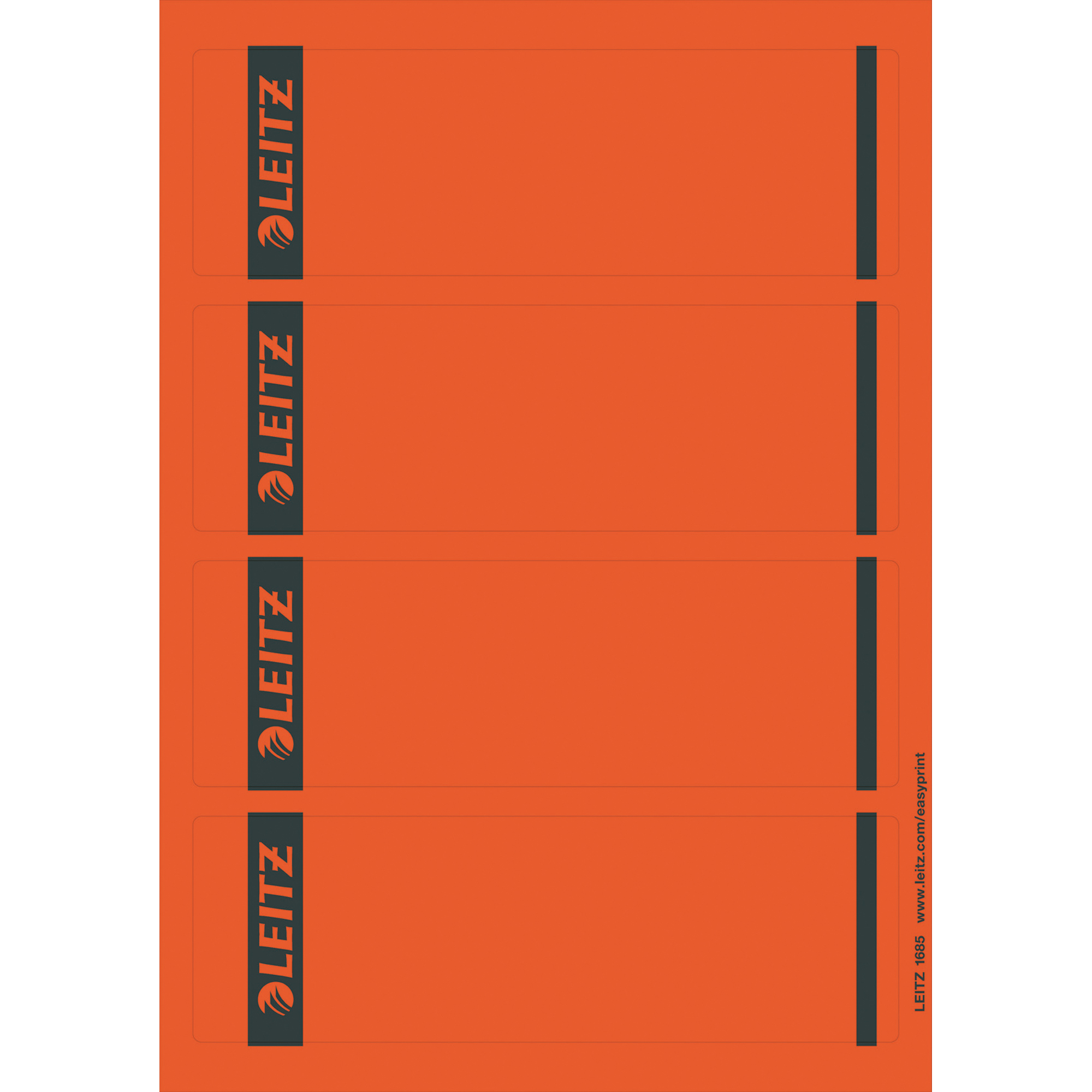 Leitz Ordnerrückenetikett breit/kurz 61,5 x 192 mm (B x H) selbstklebend ohne Griffloch rot 100 Etik./Pack.