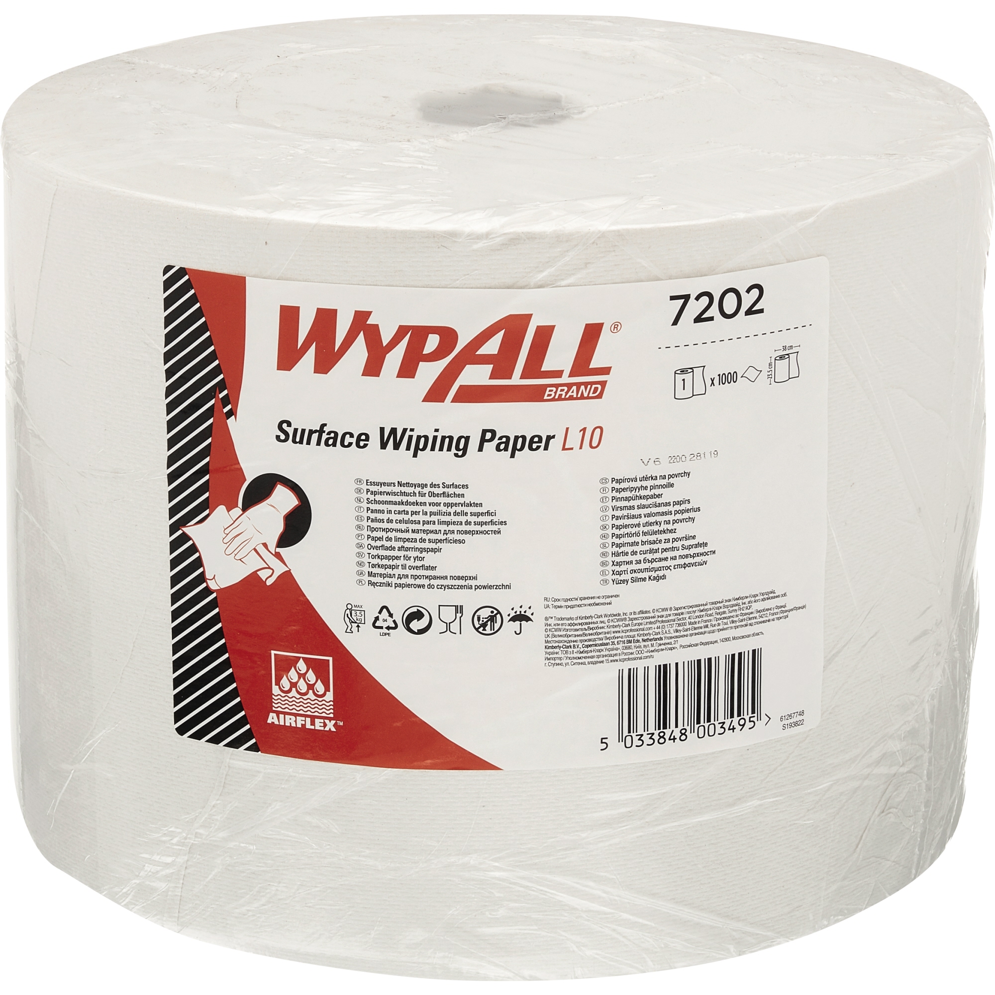 WYPALL* Wischtücher L10 Extra+ 24 cm x 380 m (B x L) Airflex™ weiß