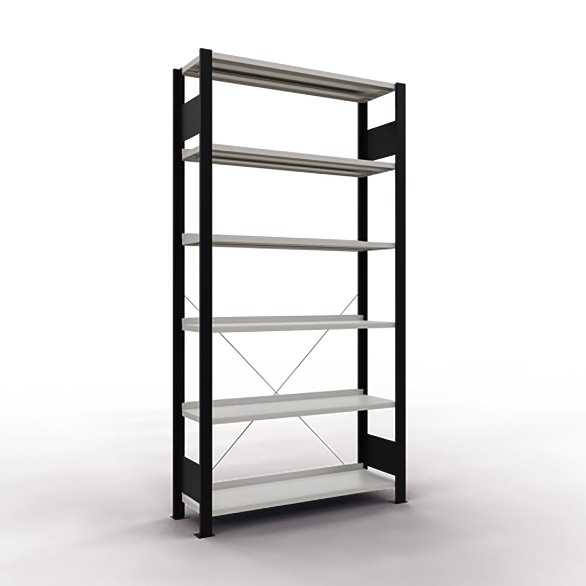 SCHULTE Grundregal MULTIplus85 1.000 x 2.000 x 300 mm (B x H x T) 6 Fachböden 85kg inkl. Abdeckkappen, Klemmfüße Stahl