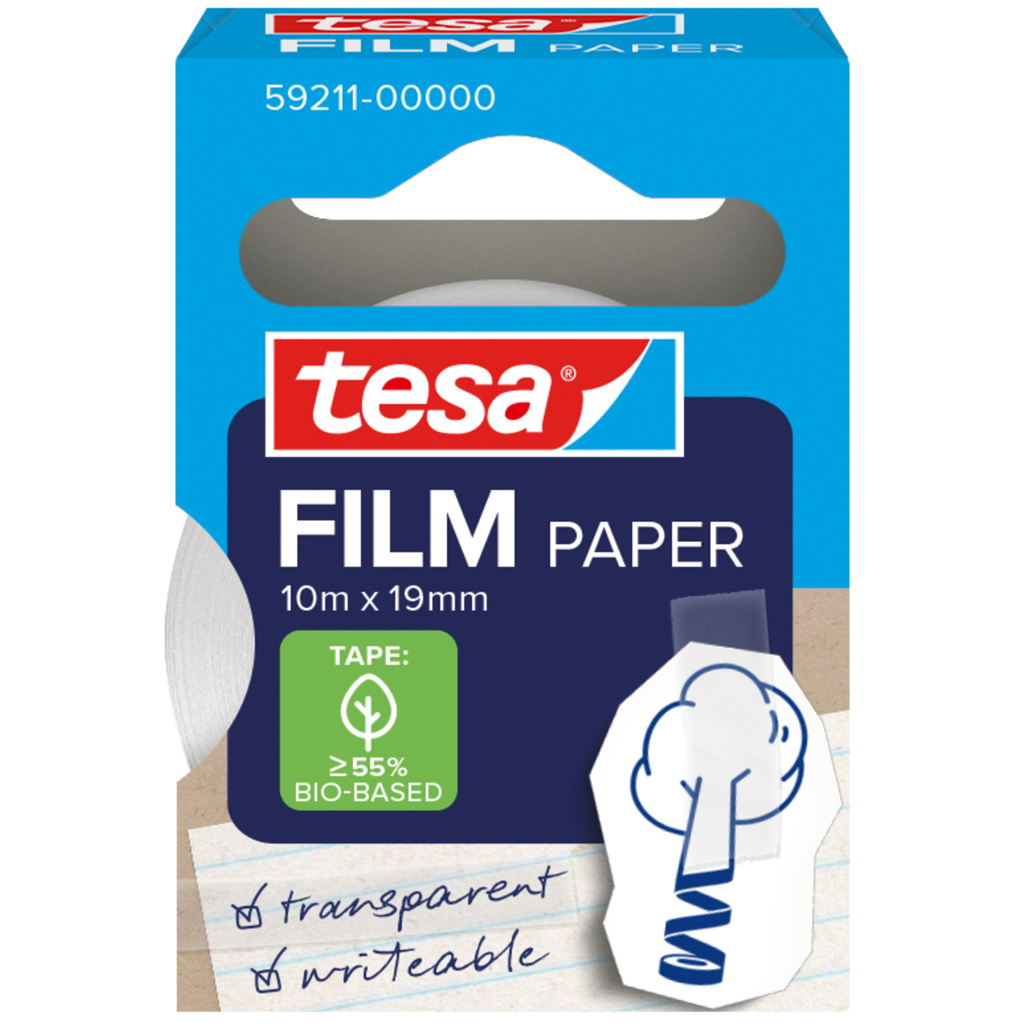 tesa® Klebefilm tesafilm® Paper 19 mm x 10 m (B x L) einseitig klebend ohne Lösungsmittel Acrylat transparent